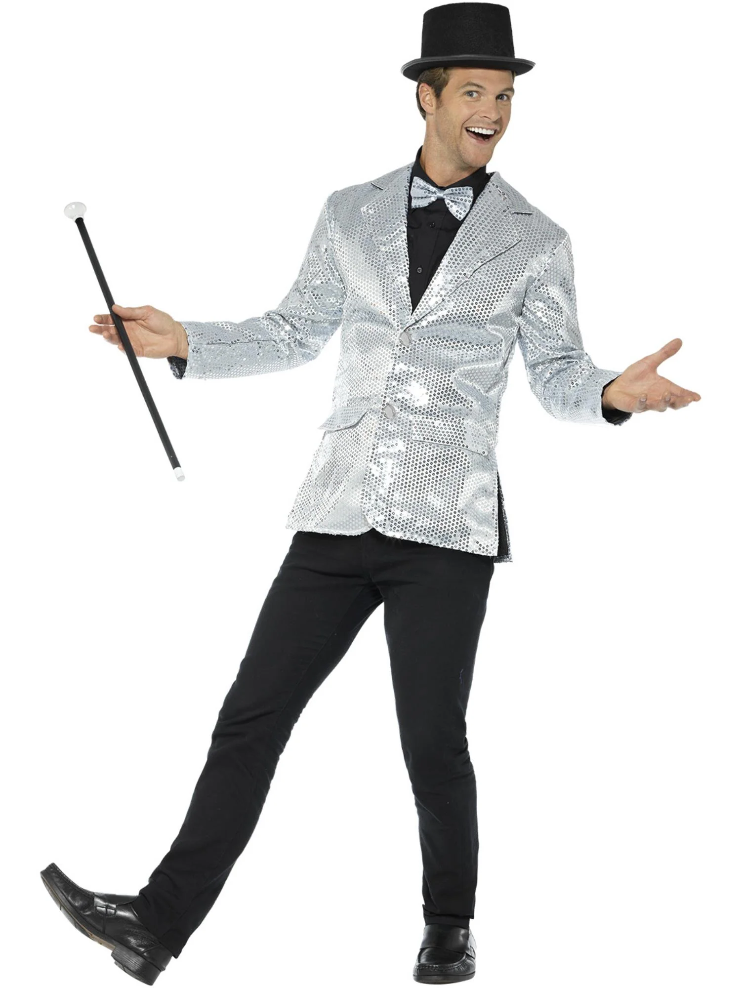 Sequin Jacket, Mens, Silver  Wholesale - Image 4