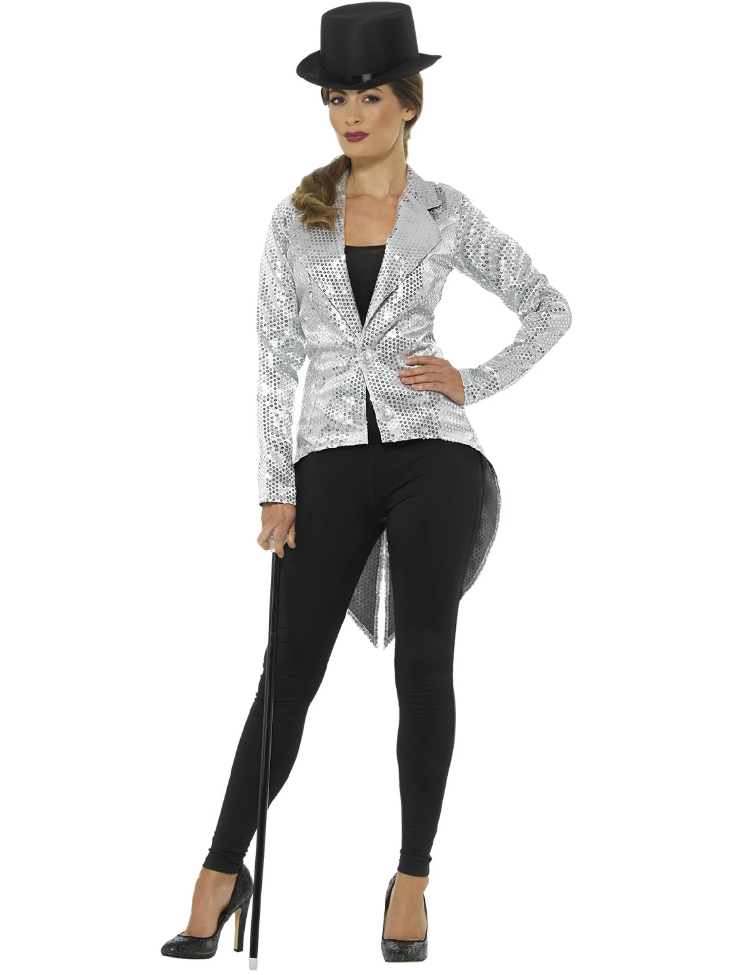 Sequin Tailcoat Jacket, Ladies, Silver  Wholesale - Image 4