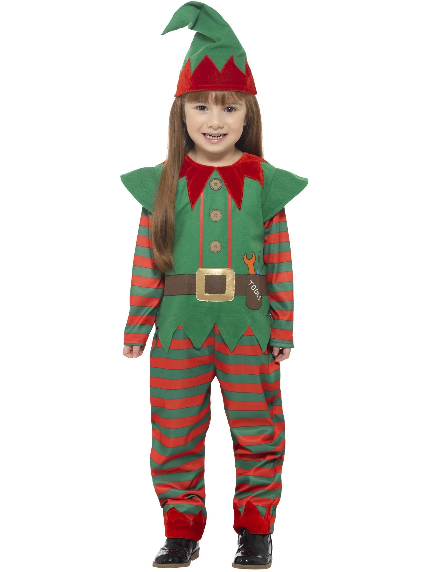 Elf Toddler Costume, Red & Green Wholesale - Image 6