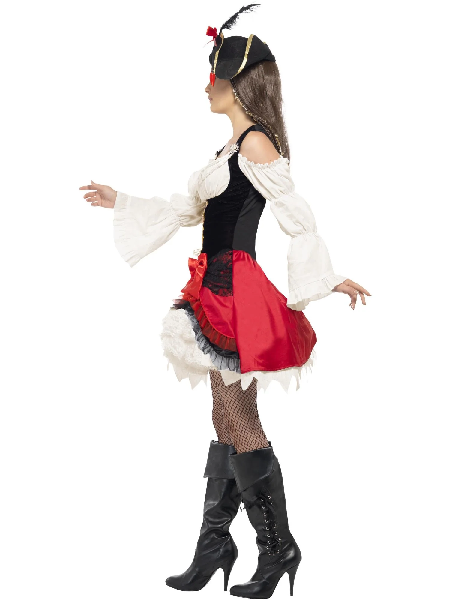 Glamorous Lady Pirate Costume, Red Wholesale - Image 2