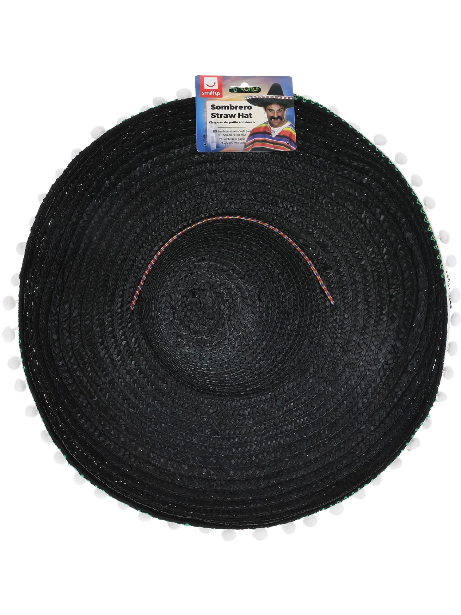 Sombrero Straw Hat, Black  Wholesale - Image 2