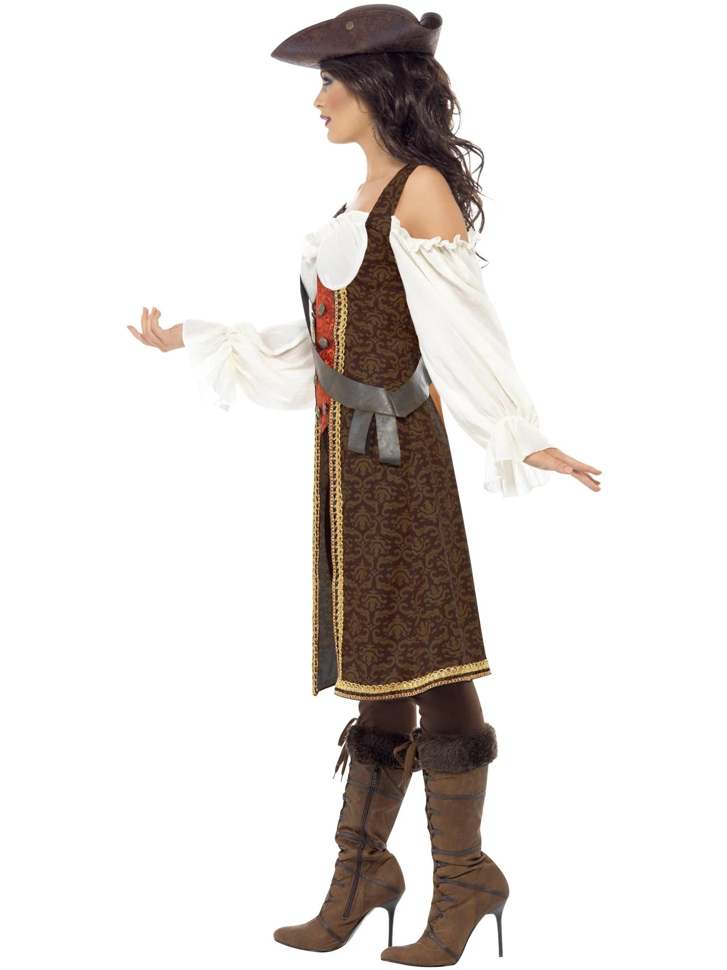 High Seas Pirate Wench Costume, Brown Wholesale - Image 2