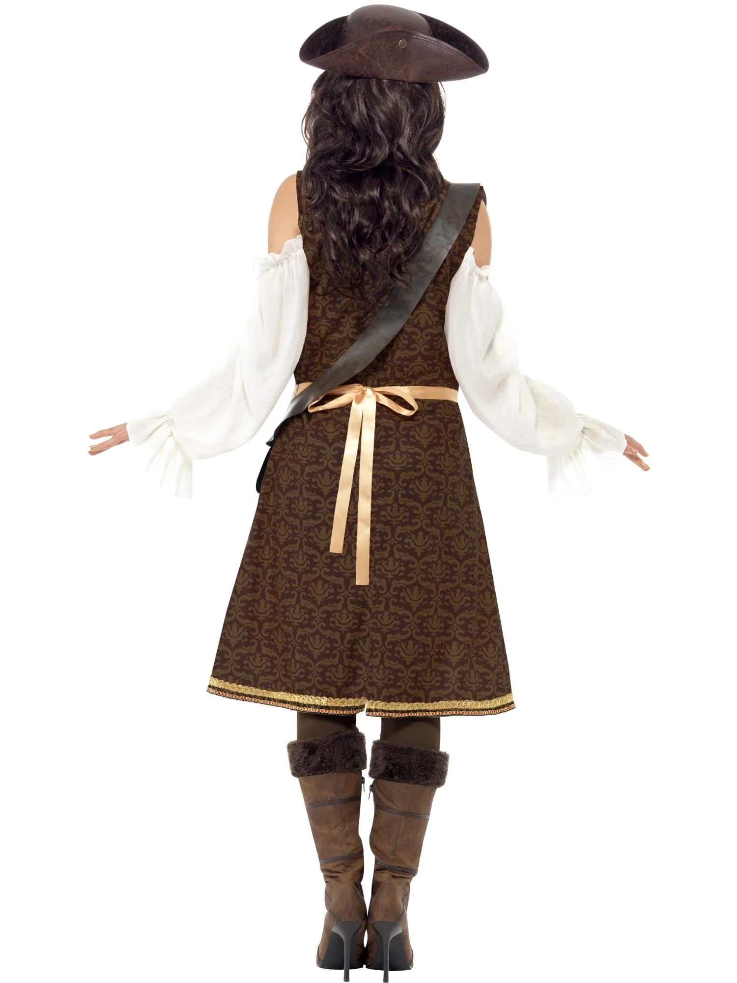 High Seas Pirate Wench Costume, Brown Wholesale - Image 3