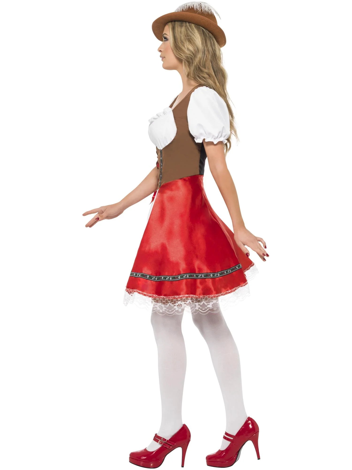 Bavarian Wench Costume, White & Red  Wholesale - Image 2