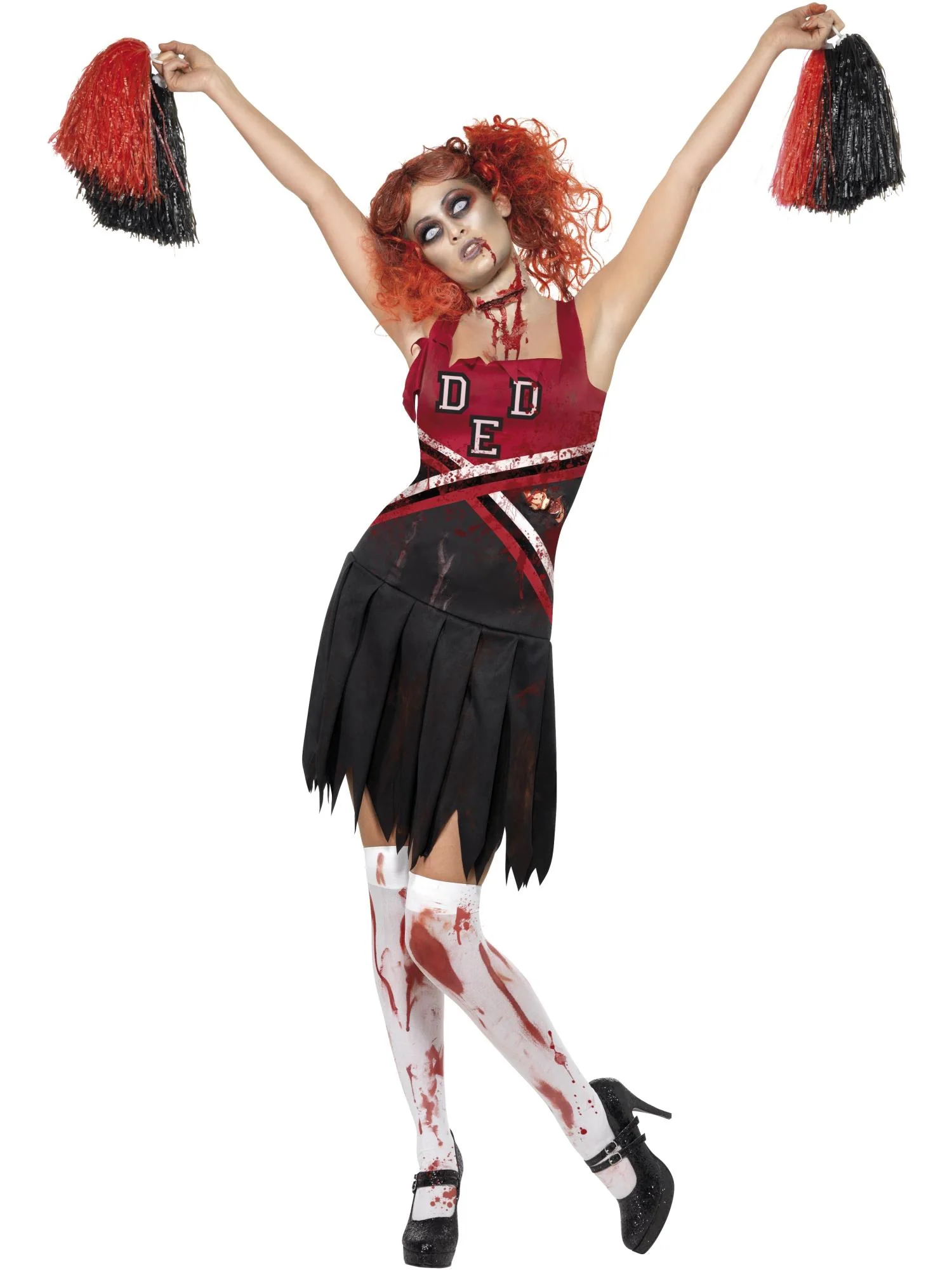 High School Horror Cheerleader Costume, Red & Blac Wholesale
