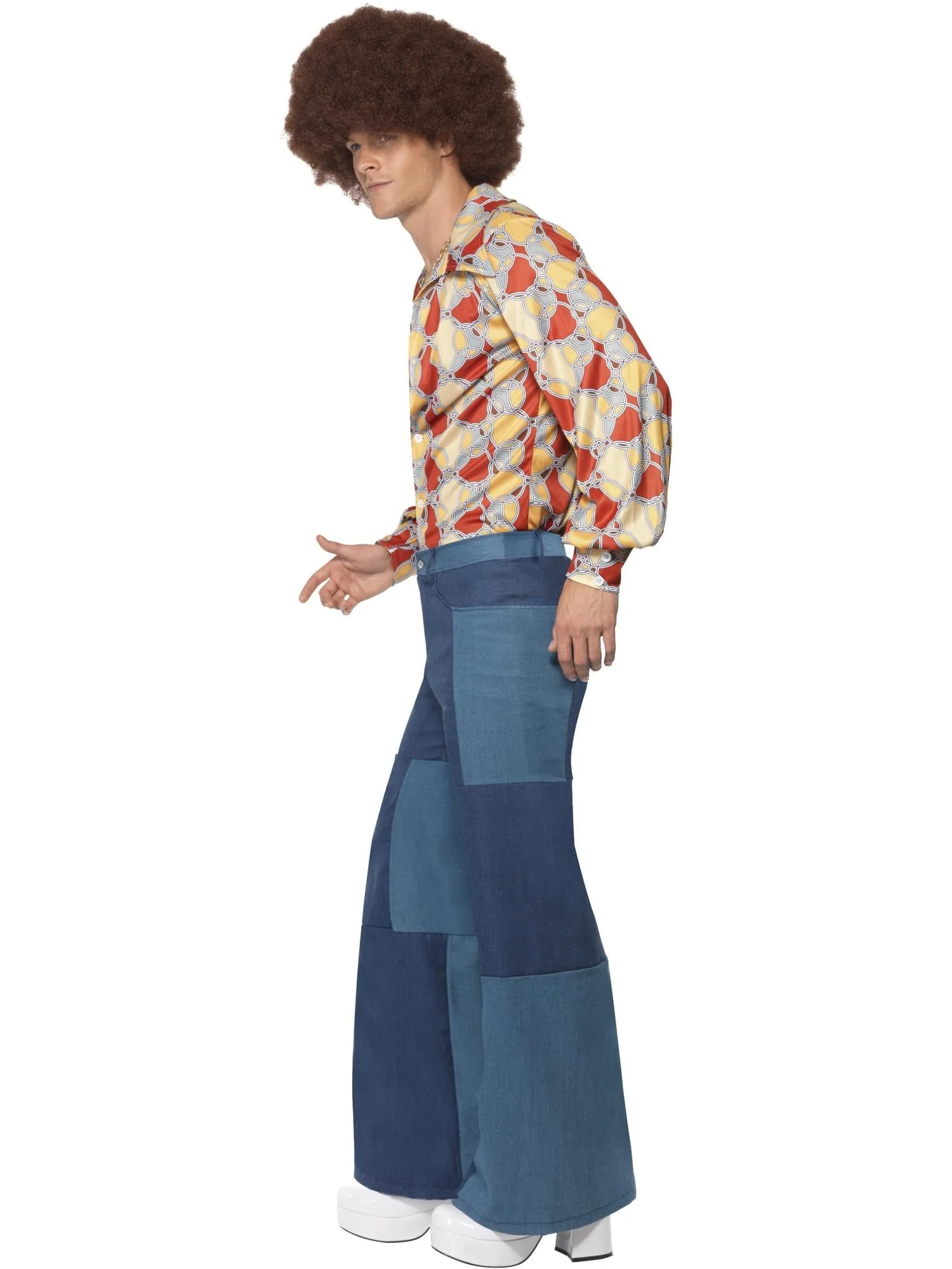 70s Deluxe Flared Trousers, Mens, Blue  Wholesale - Image 2