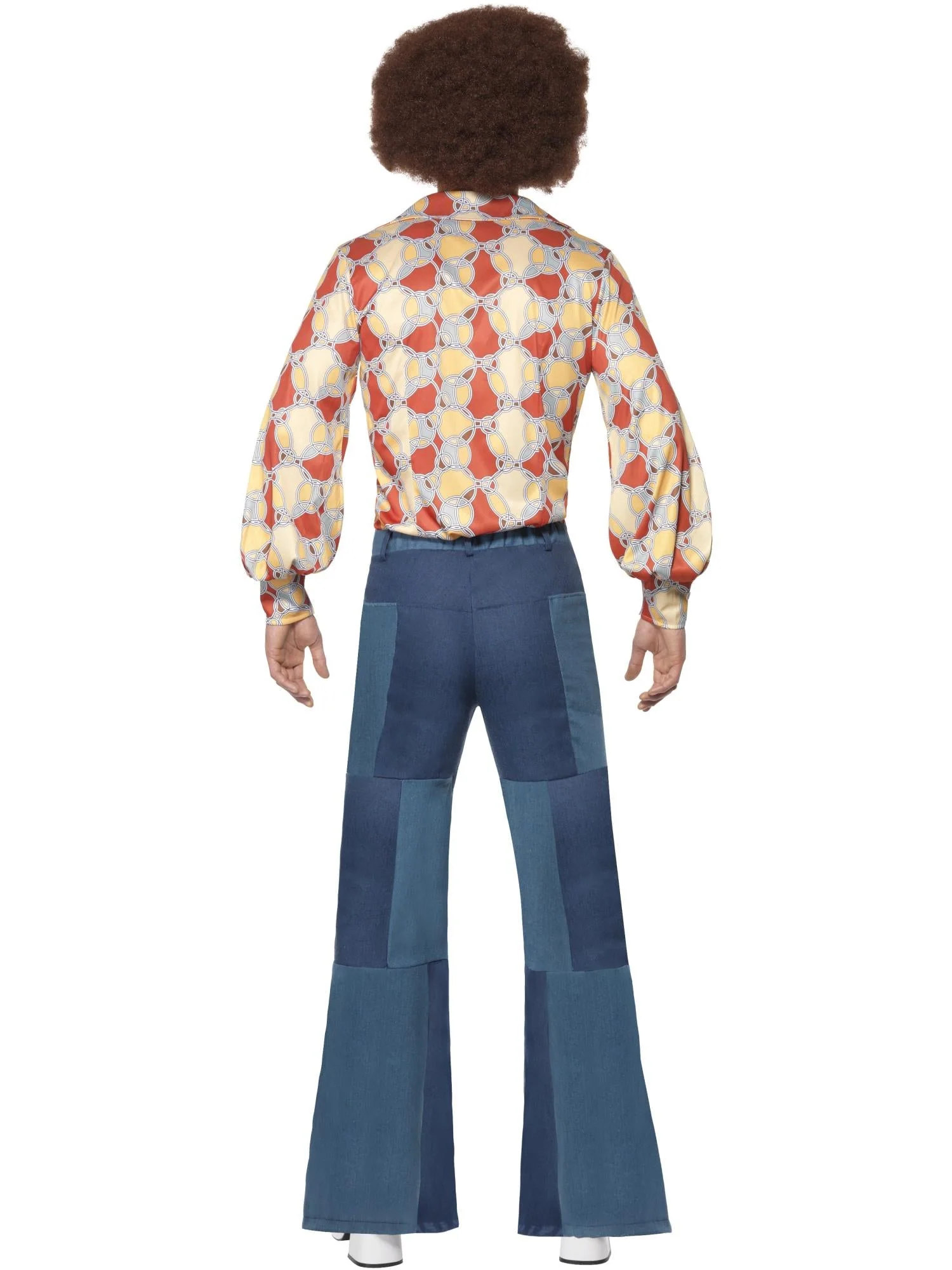 70s Deluxe Flared Trousers, Mens, Blue  Wholesale - Image 3