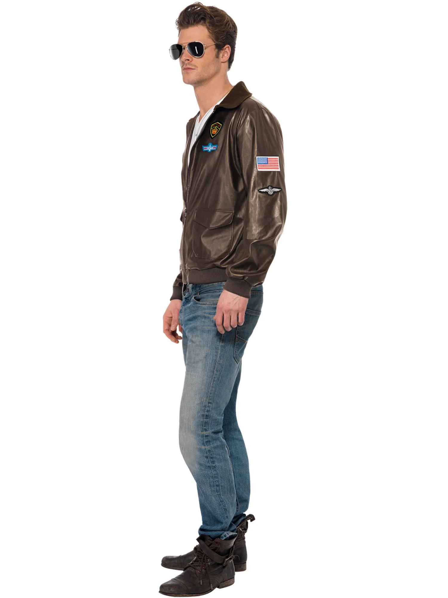 Top Gun Bomber Jacket, Brown Wholesale - Image 4