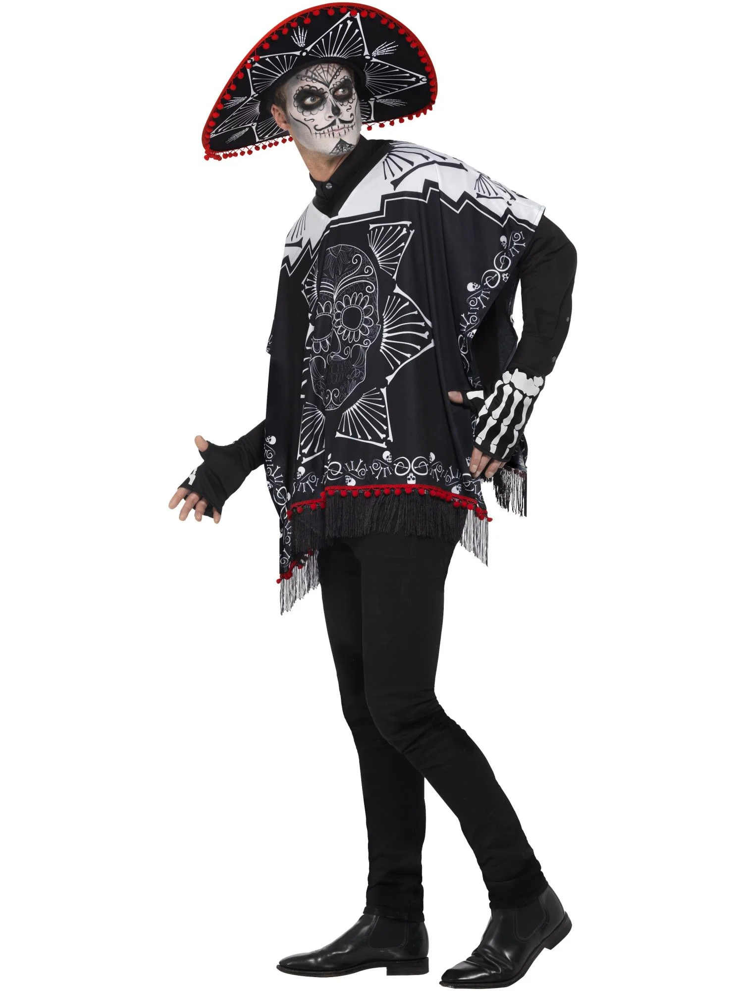 Day of the Dead Bandit Costume, Black & White Wholesale - Image 3