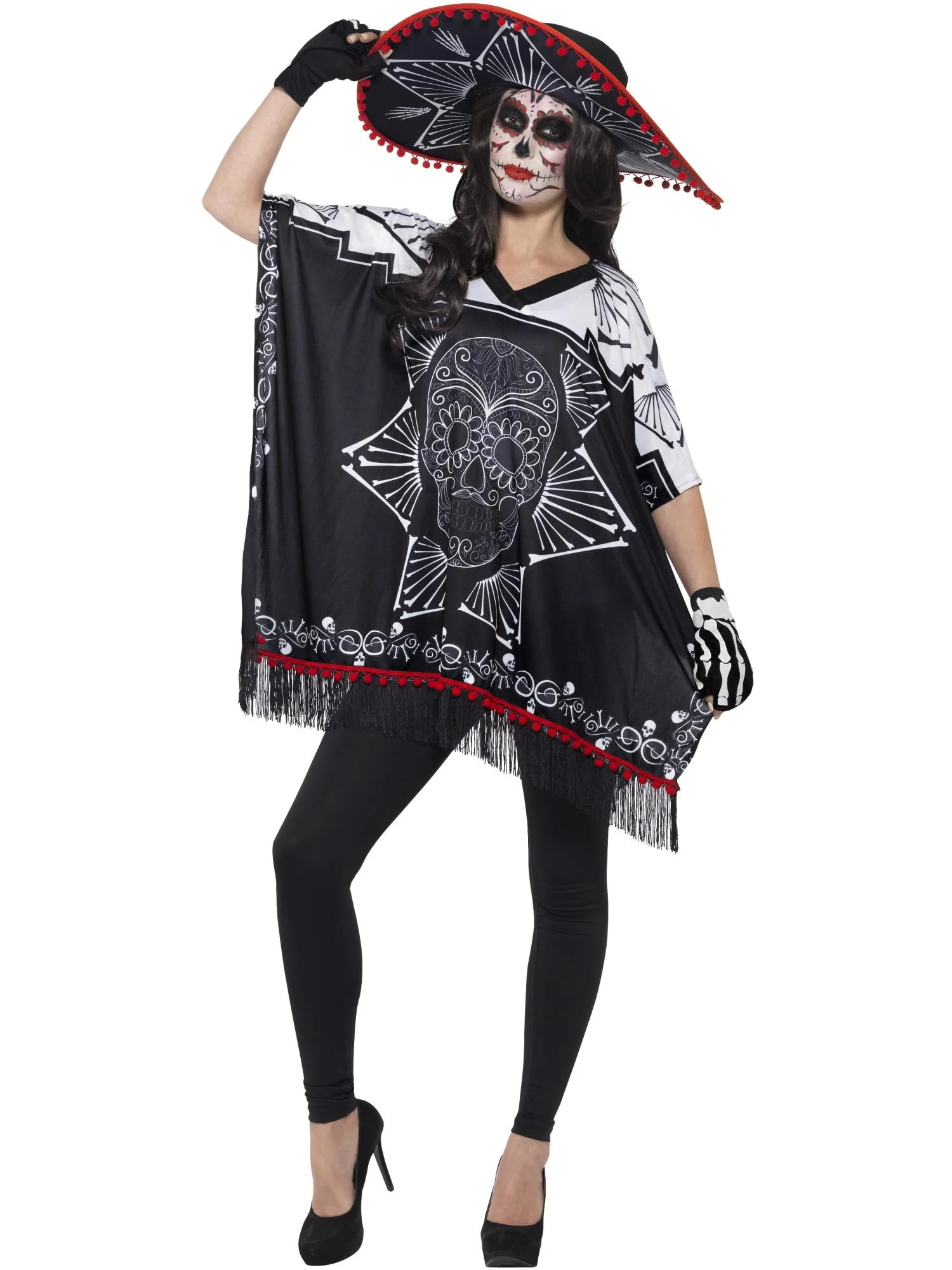 Day of the Dead Bandit Costume, Black & White Wholesale - Image 6