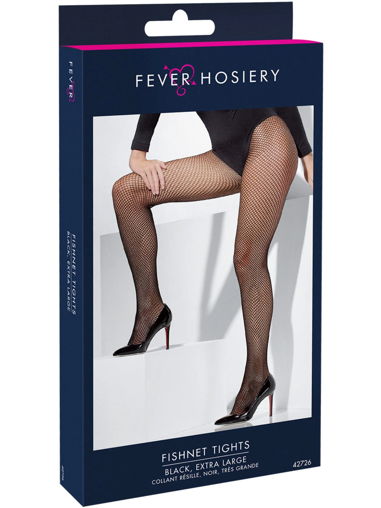 Fishnet Tights, Black, Extra Large Wholesale - Image 2