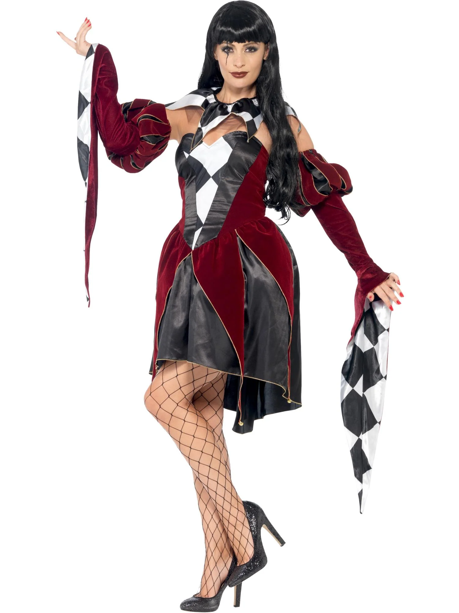 Gothic Venetian Harlequin Costume, Black  Wholesale - Image 4