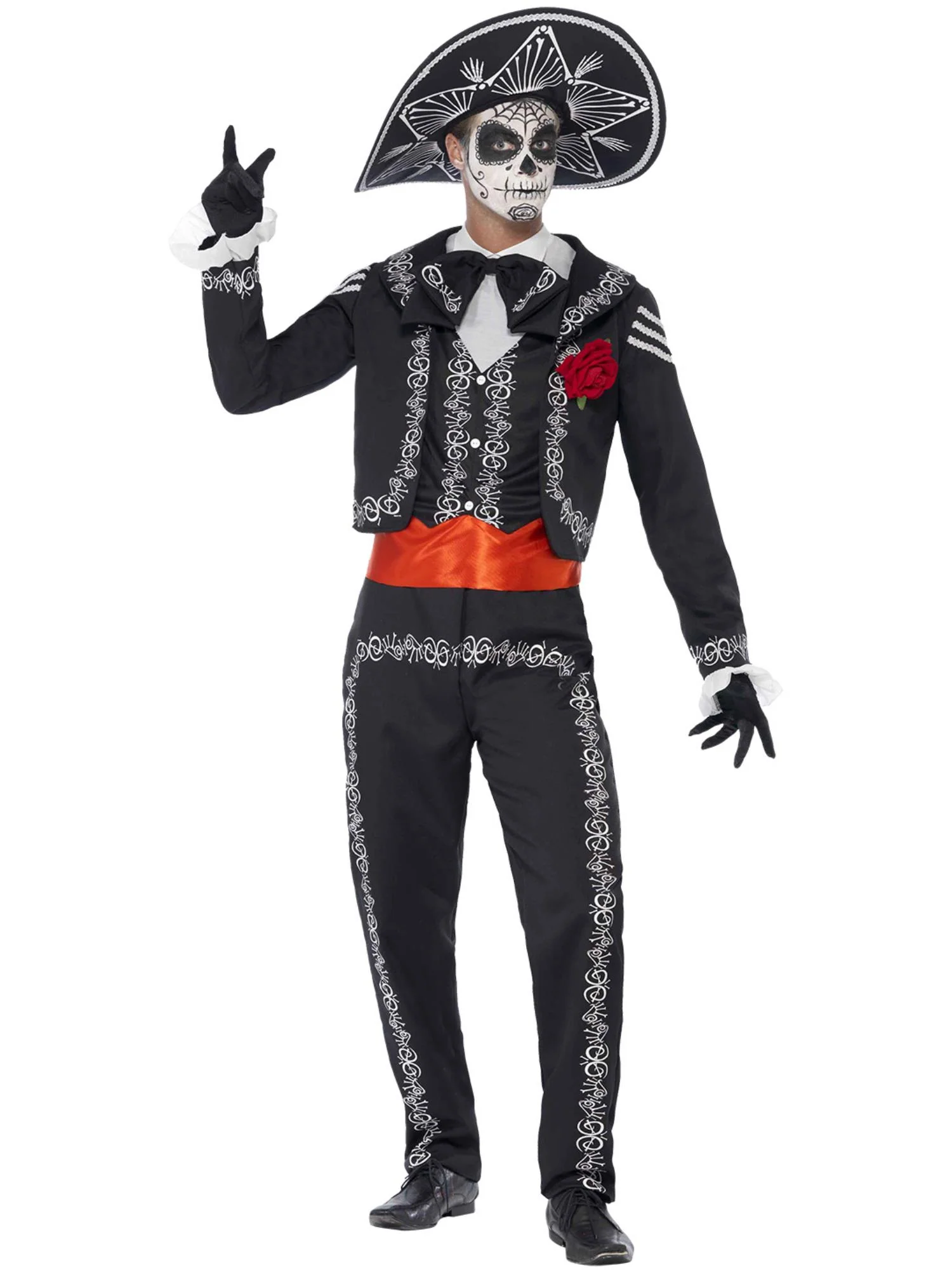 Deluxe Day of the Dead Señor Bones Costume, Black  Wholesale - Image 4