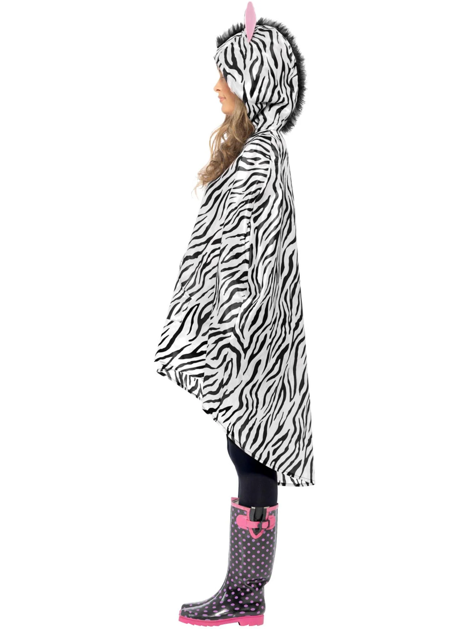 Zebra Party Poncho, Black & White  Wholesale - Image 2