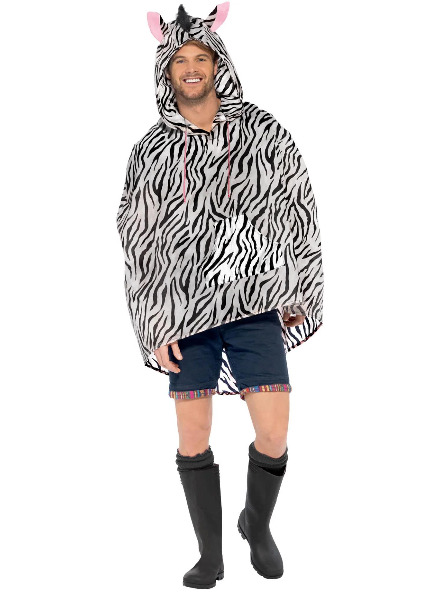 Zebra Party Poncho, Black & White  Wholesale - Image 4