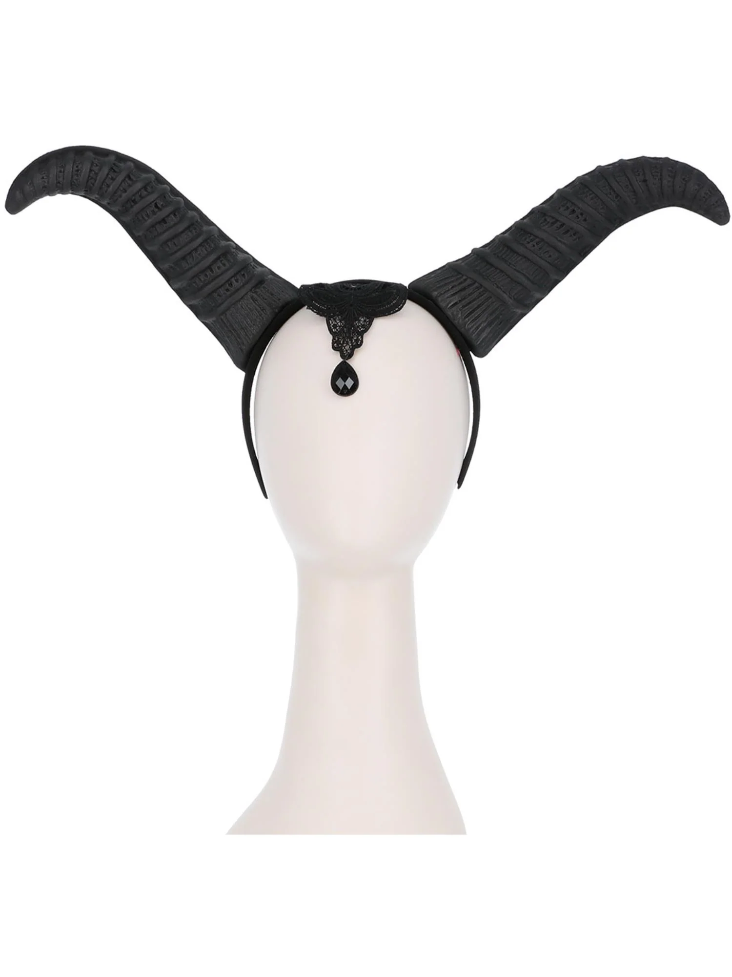 Demonic Queen Horns, on Headband, Black Wholesale - Image 2