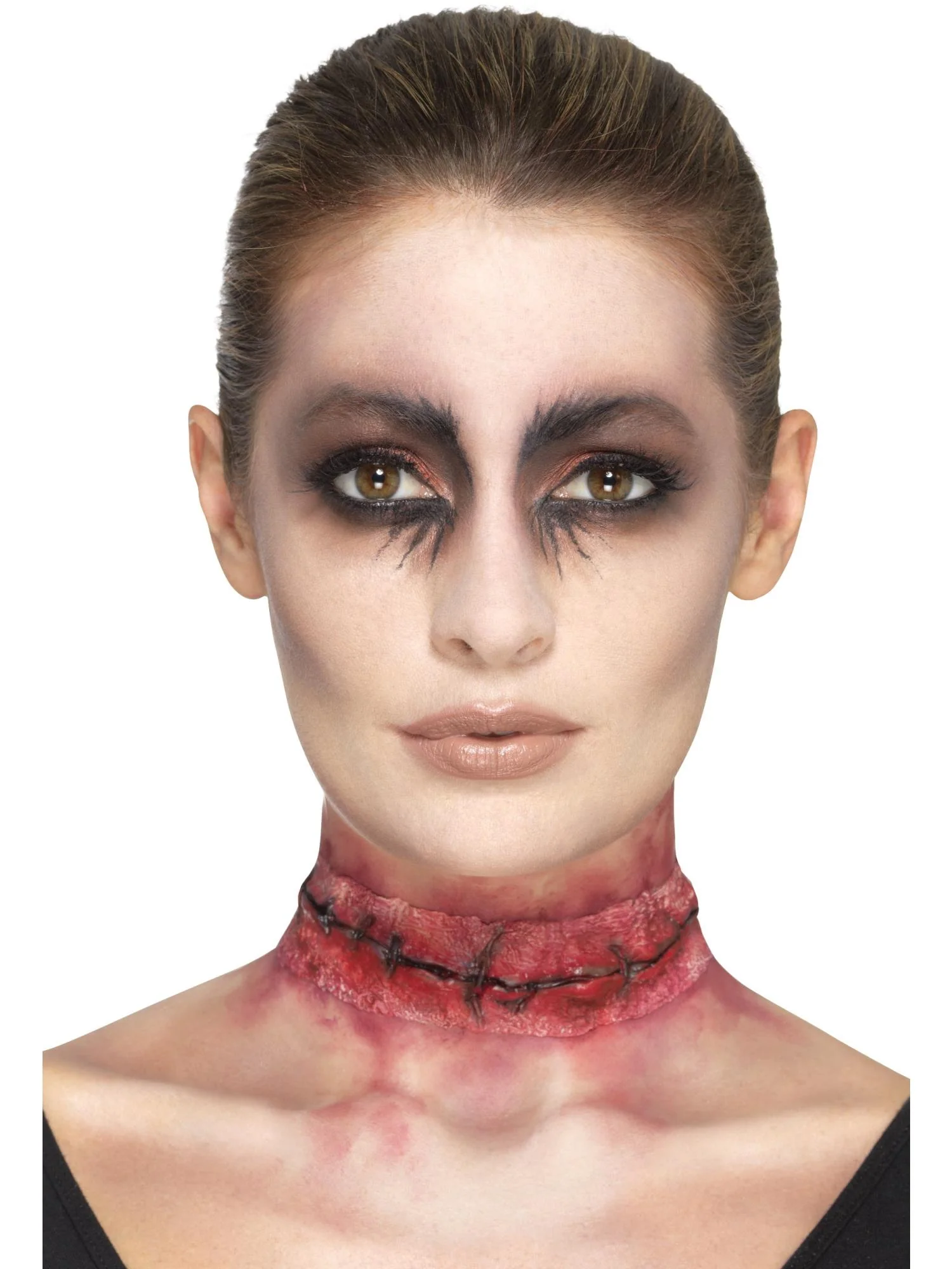 Smiffys Make-Up FX, Latex Stitched Neck, Red Wholesale - Image 5