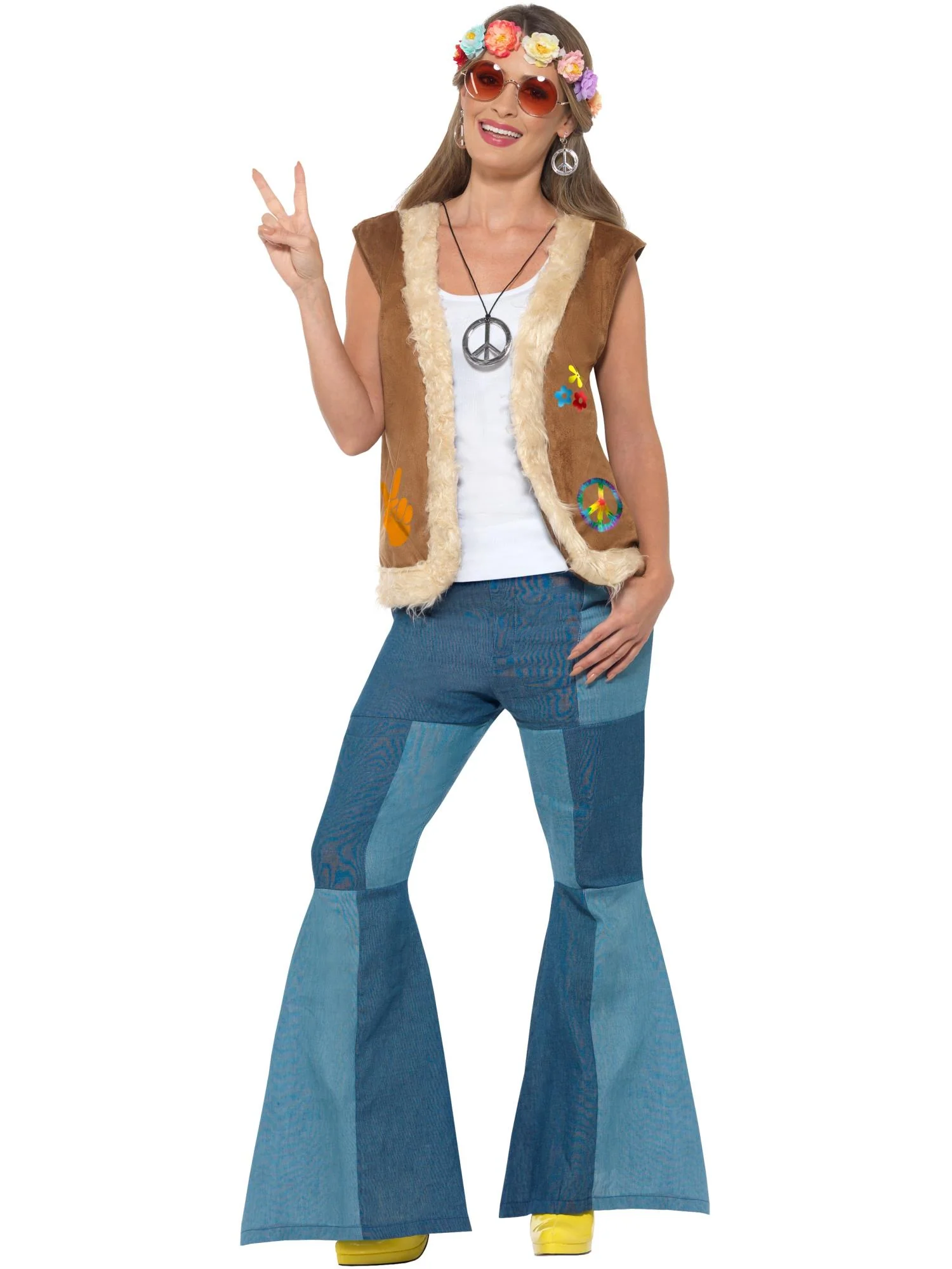 Hippie Waistcoat, Unisex, Brown  Wholesale - Image 4