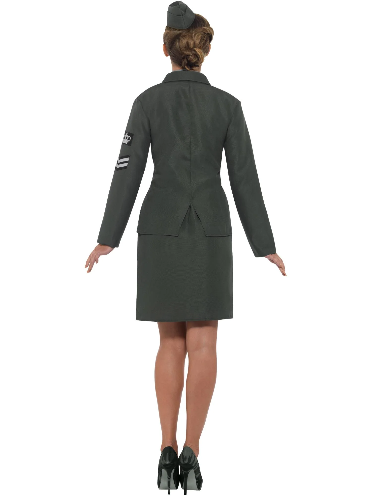 WW2 Army Girl Costume, Green Wholesale - Image 3