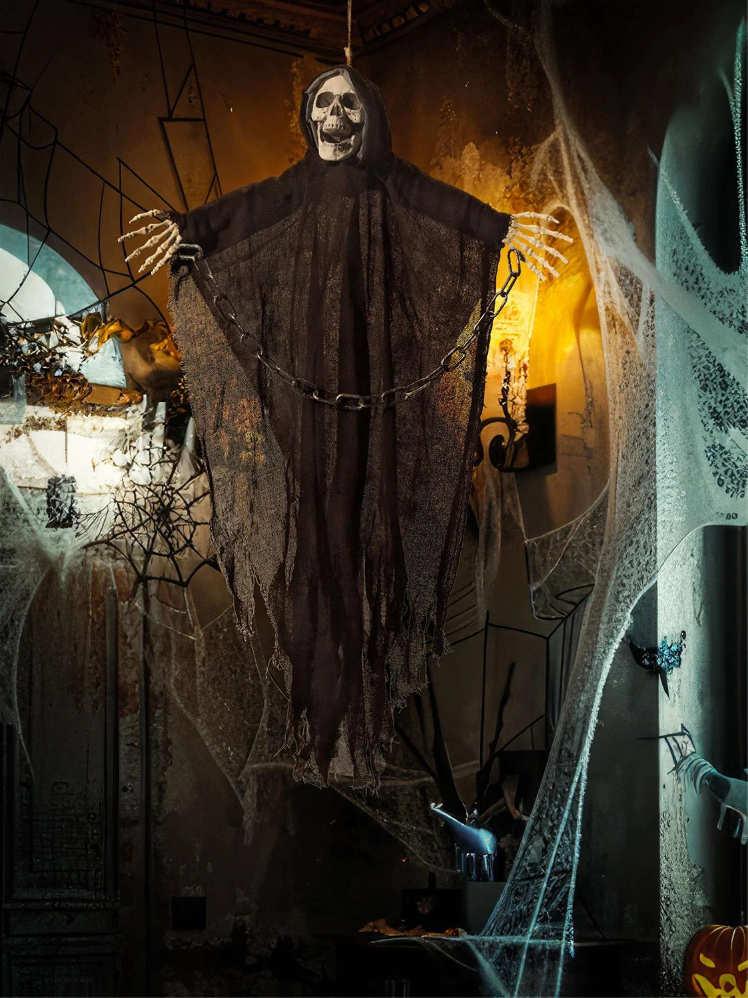 Hanging Reaper Skeleton Decoration, Black  Wholesale - Image 2