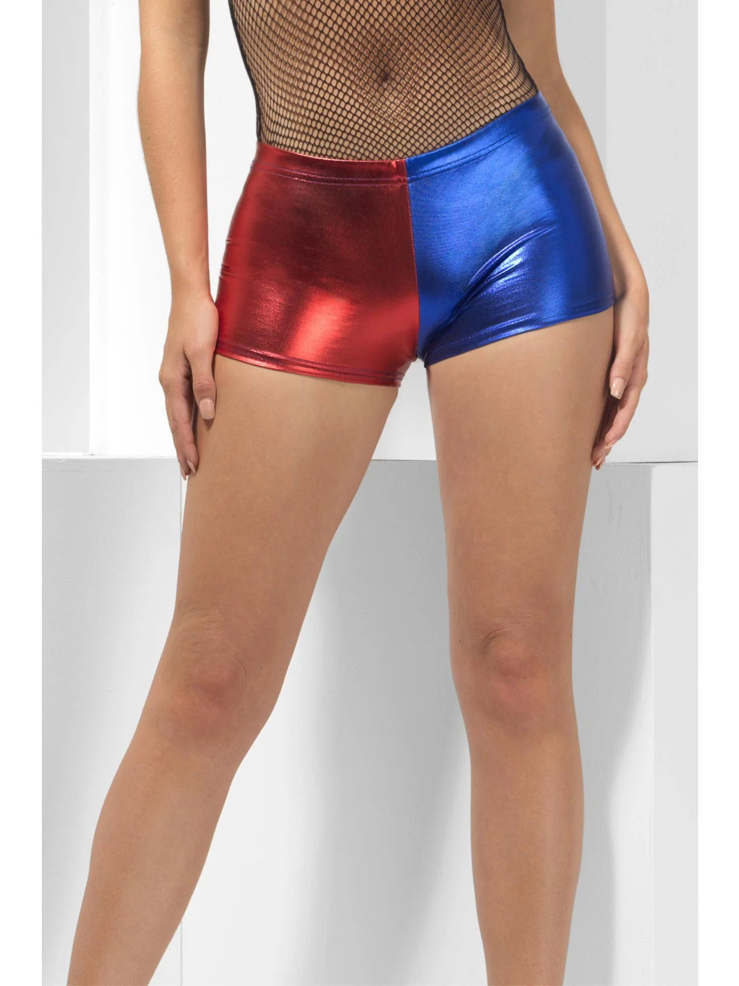 Fever Miss Jester Whiplash Shorts, Red & Blue Wholesale - Image 3