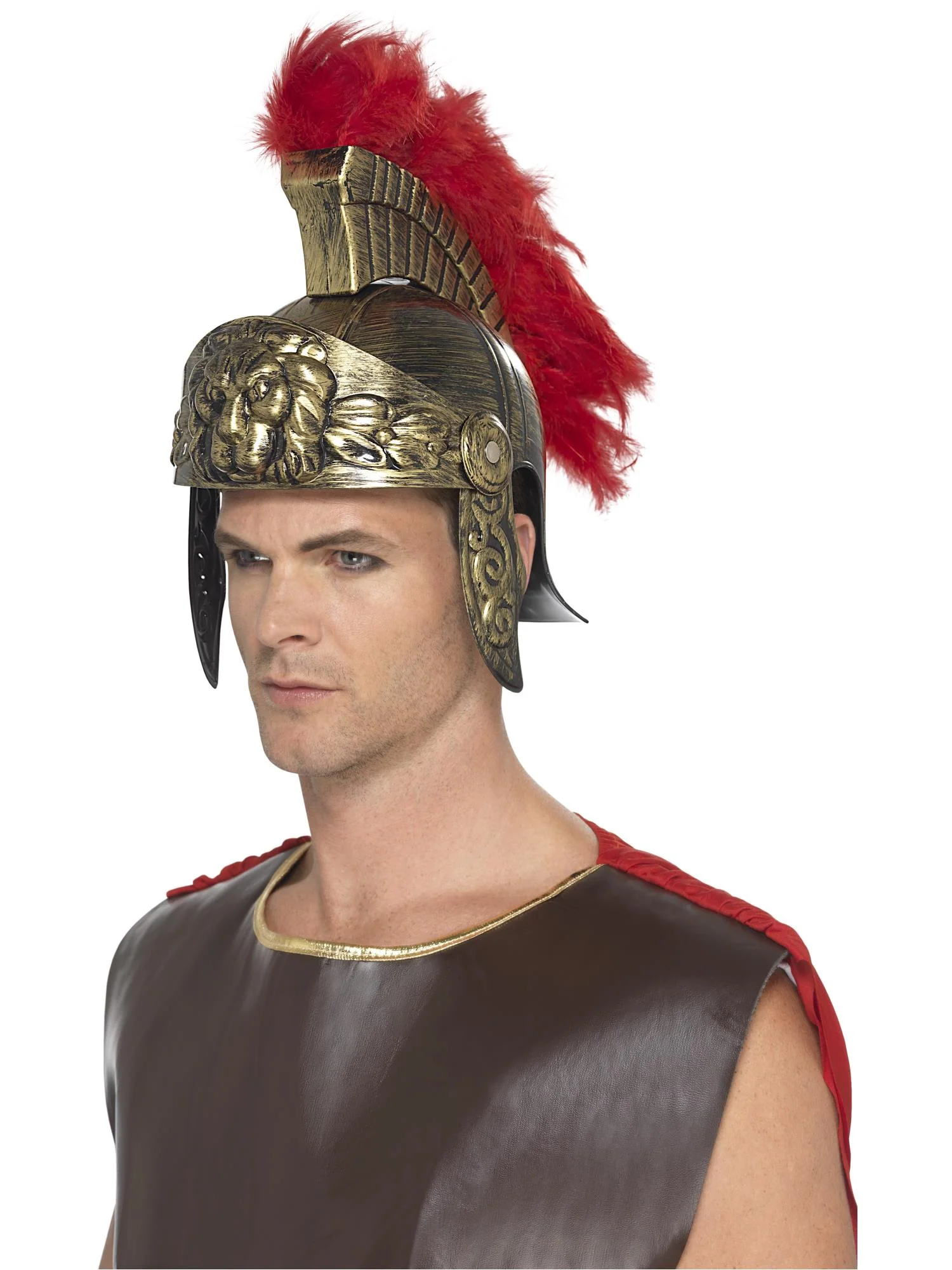 Roman Spartan Helmet, Gold & Red  Wholesale