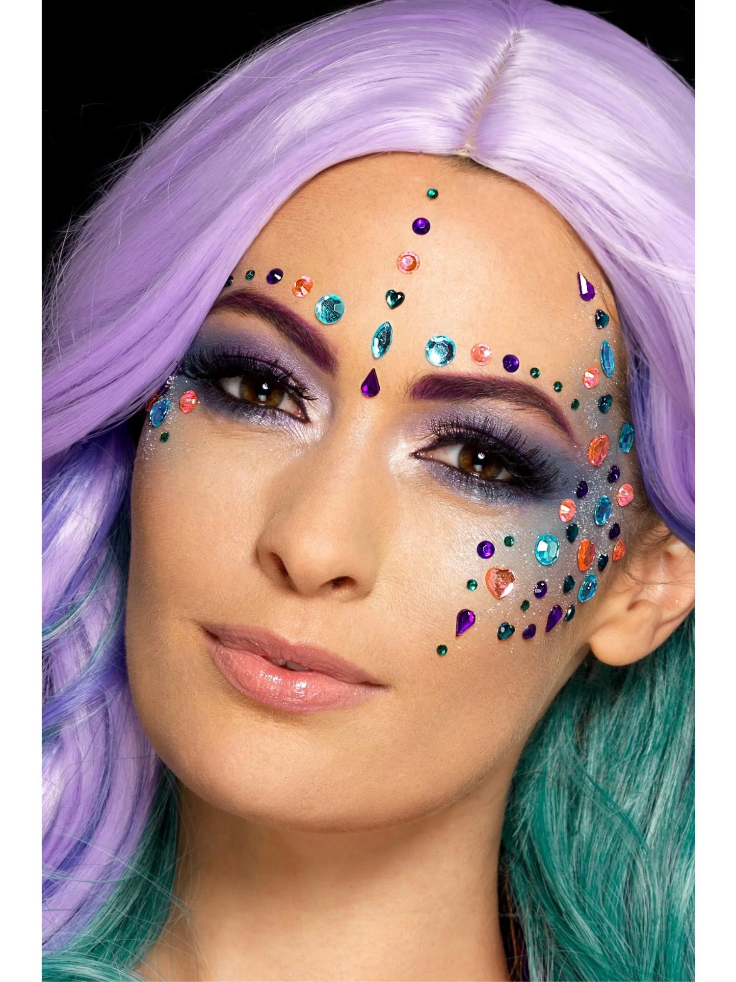 Smiffys Make-Up FX, Pastel Jewel Face Gems, Purple Wholesale - Image 2