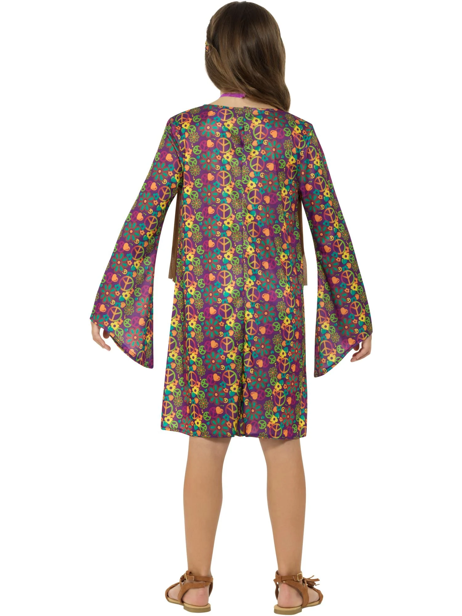 Hippie Girl Costume, with Dress, Multi-Coloured Wholesale - Image 3