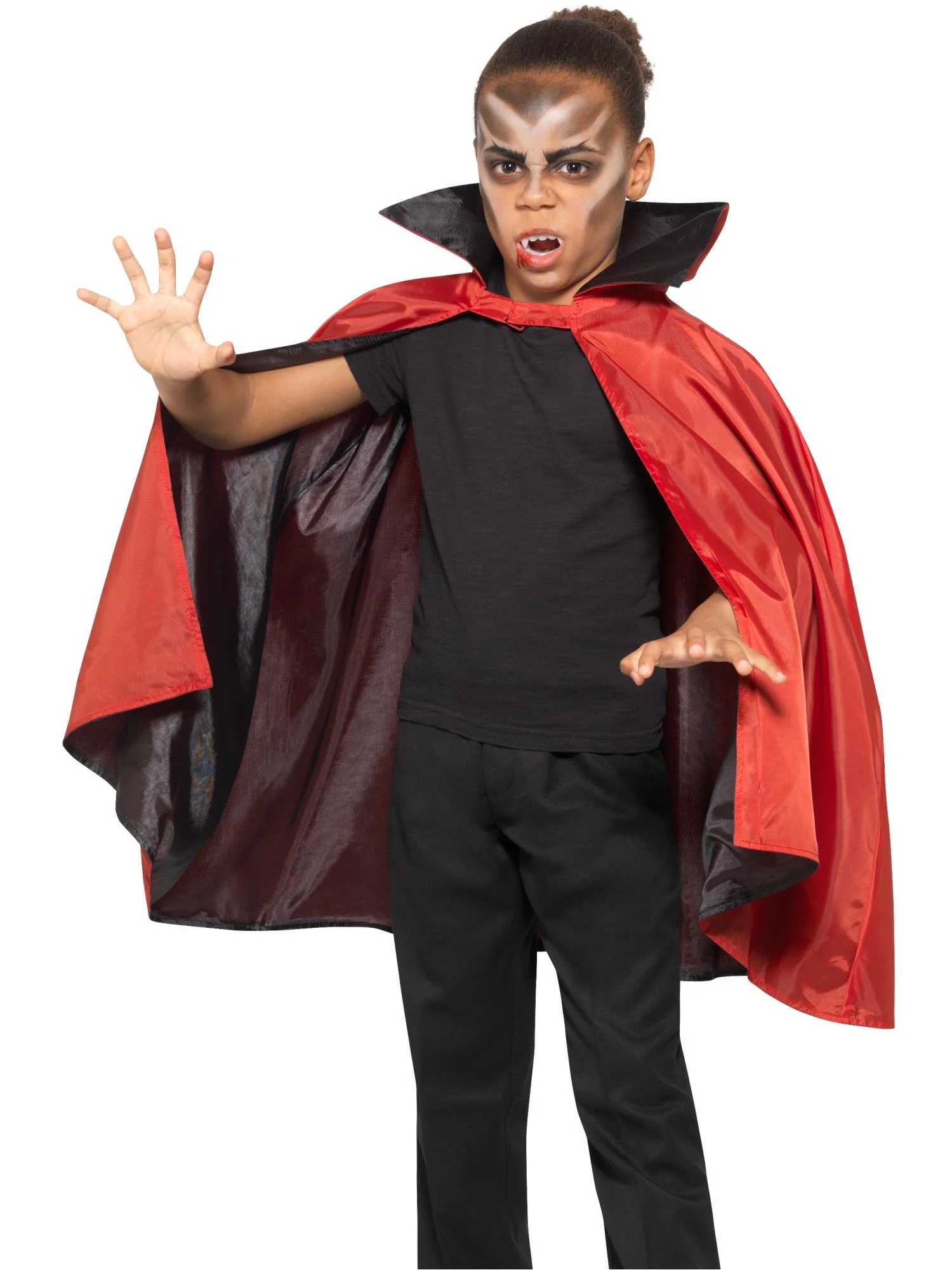 Reversible Vampire Cape, Black & Red Wholesale - Image 2