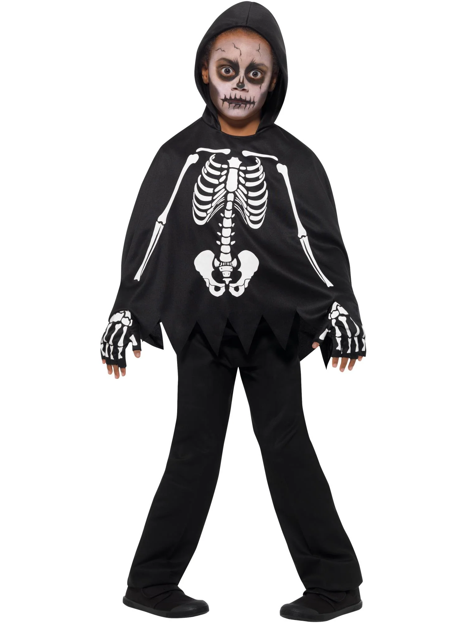 Kids Unisex Skeleton Poncho, with Gloves Wholesale - Image 4