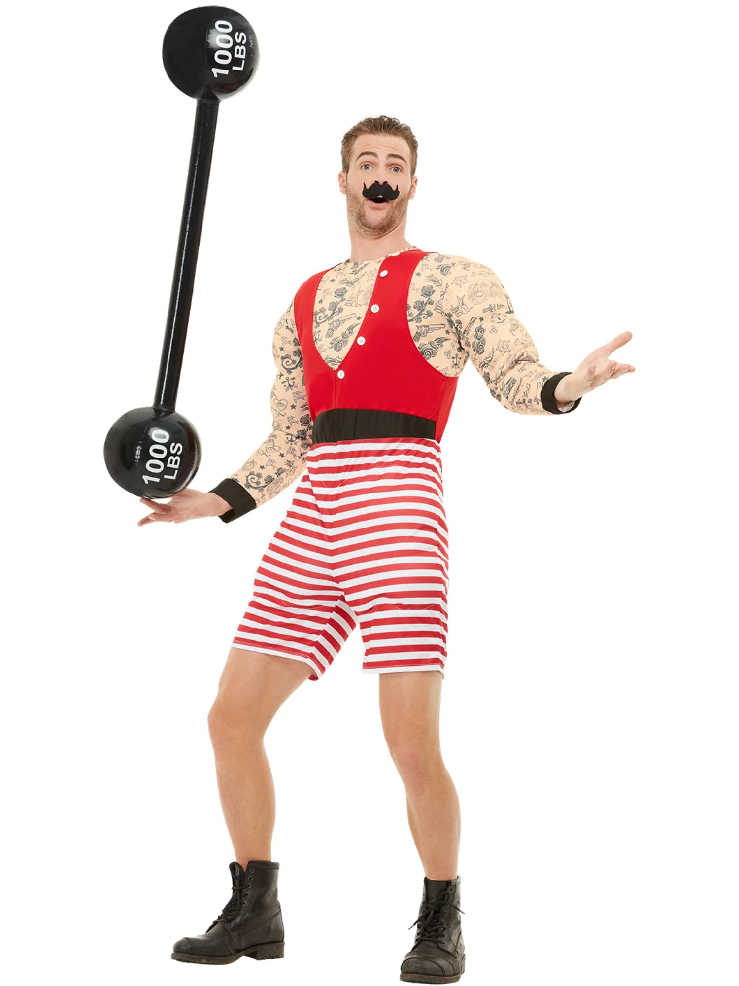 Deluxe Strongman Costume, Red & White Wholesale - Image 2