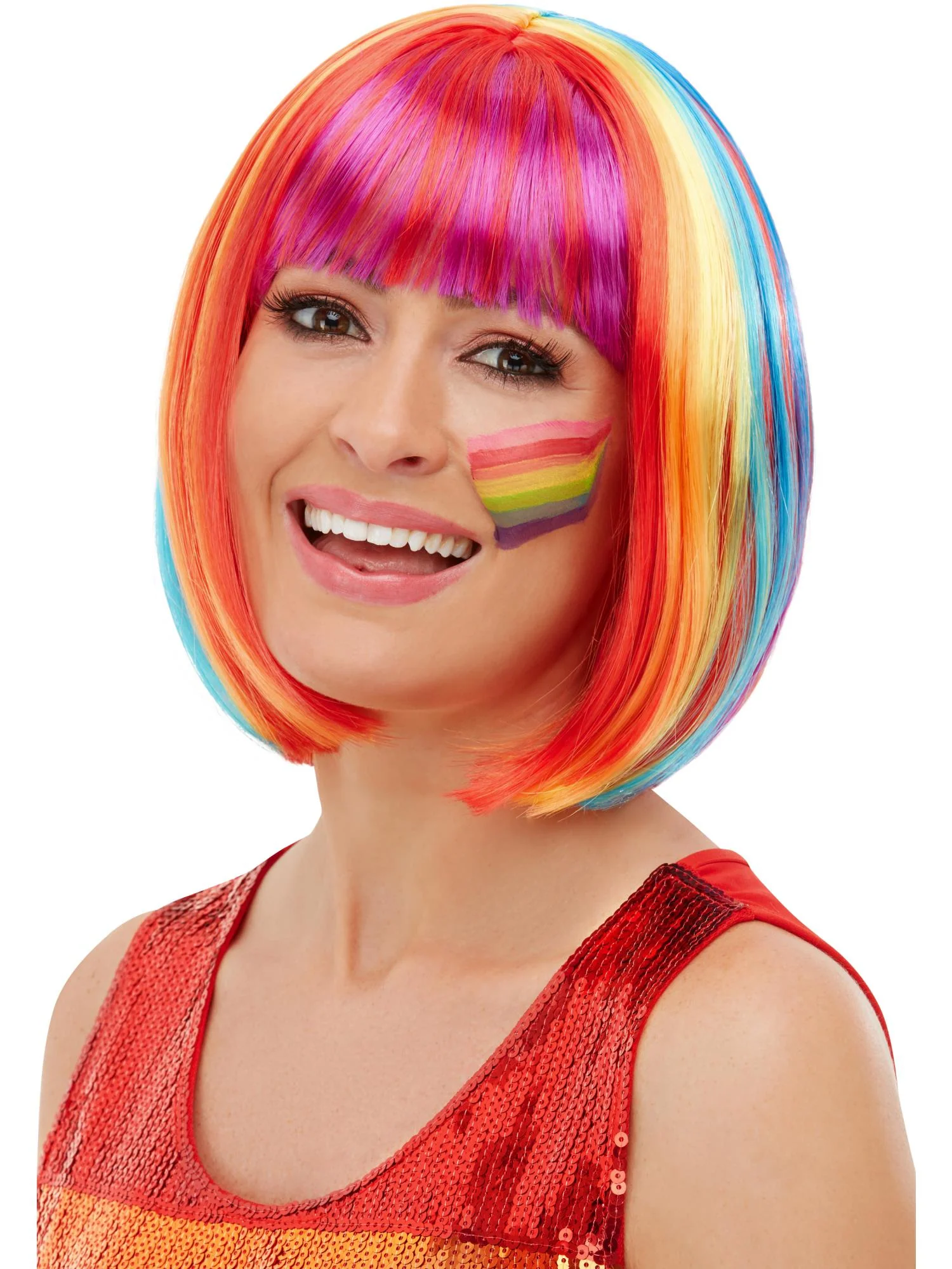 Rainbow Bob Wig, Multi-Coloured  Wholesale