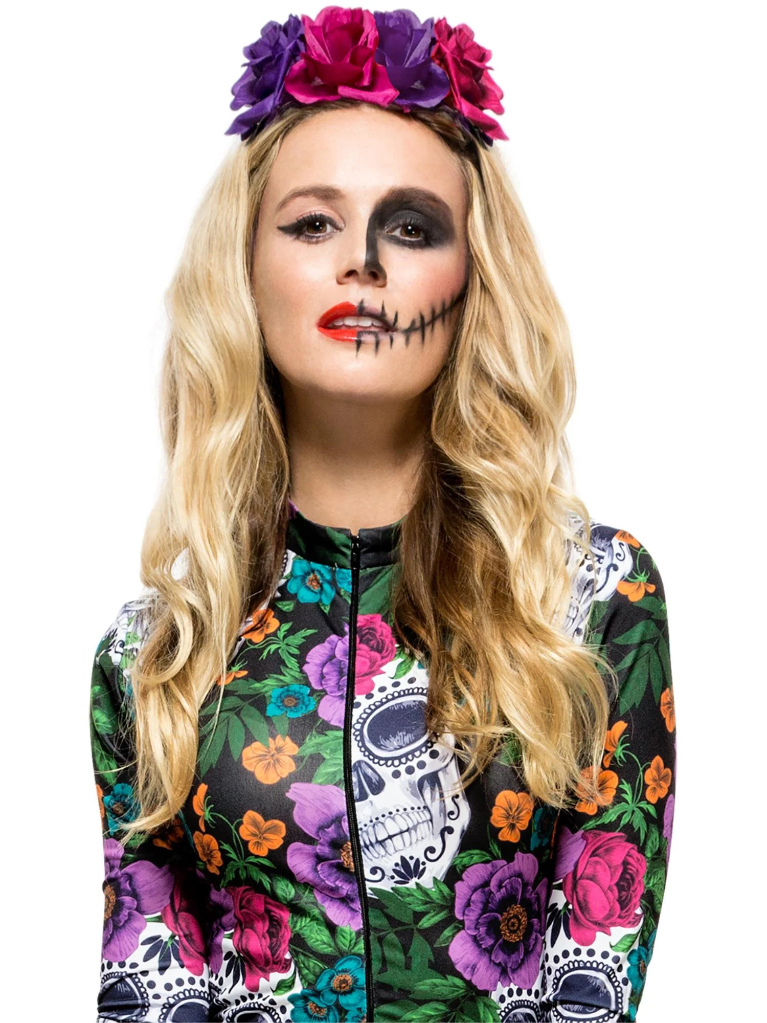 Day of the Dead Rose Headband, Multi-Coloured Wholesale