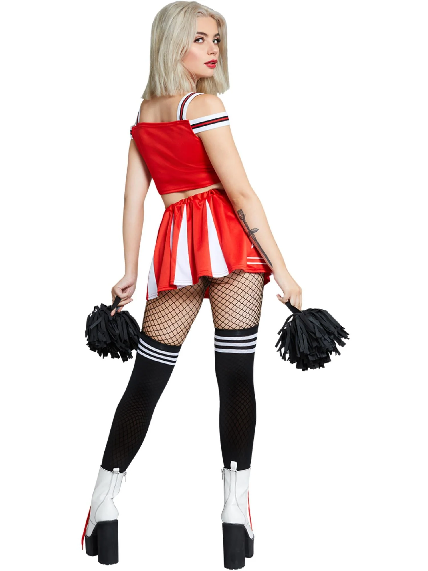 Fever Devil Cheerleader Costume, Red & White Wholesale - Image 3
