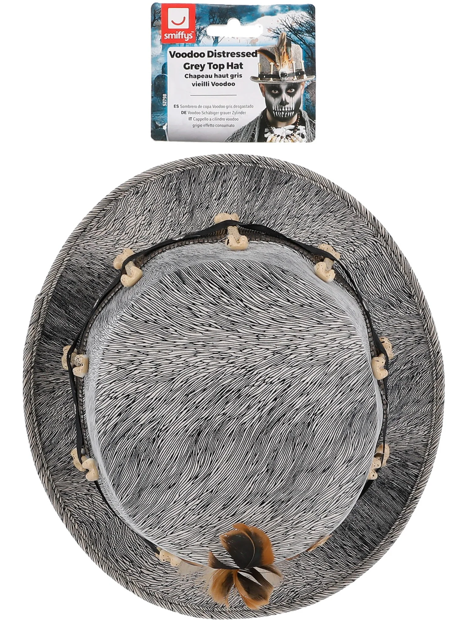 Voodoo Distressed Grey Top Hat Wholesale - Image 3