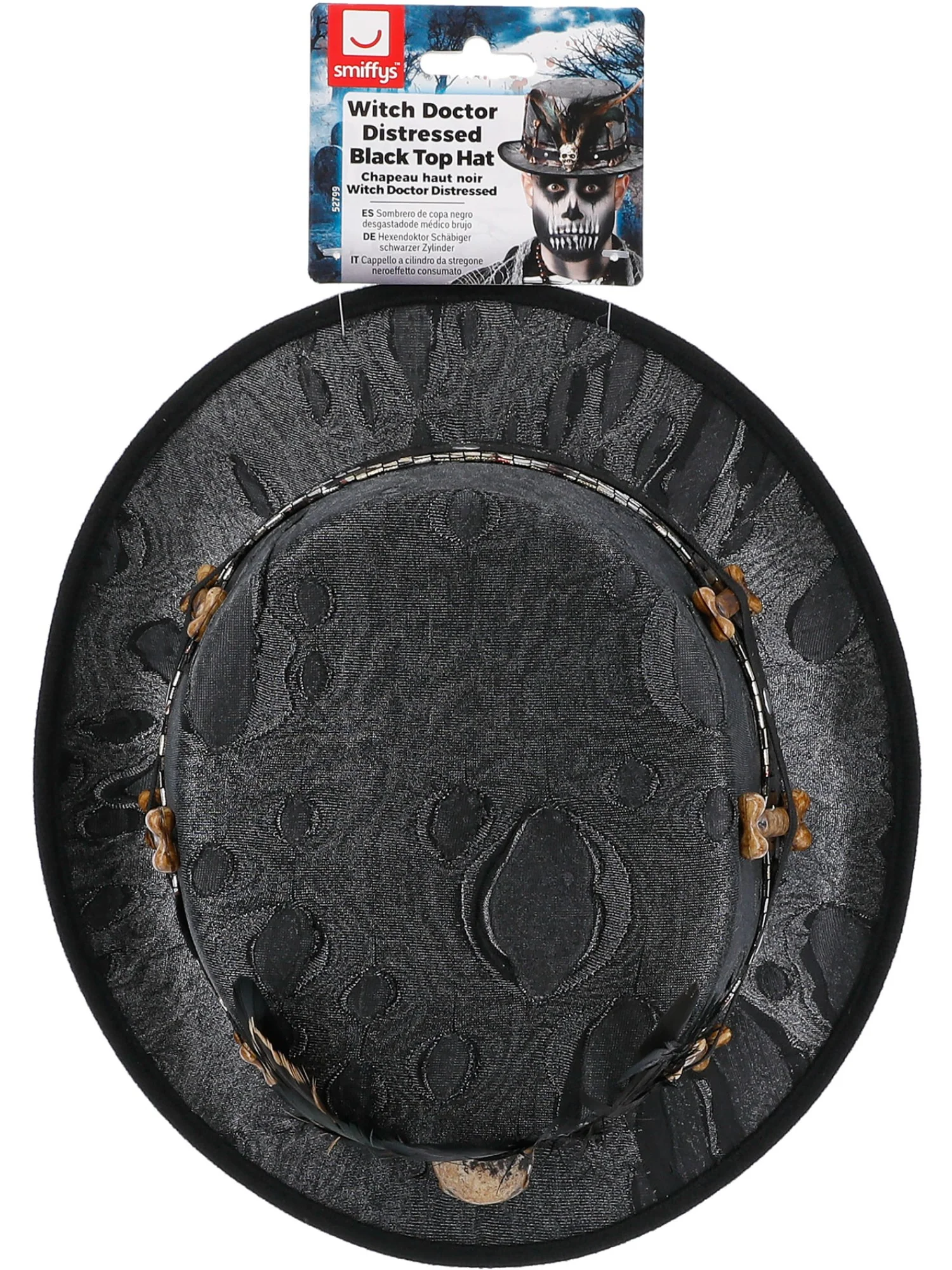 Witch Doctor Distressed Black Top Hat Wholesale - Image 3