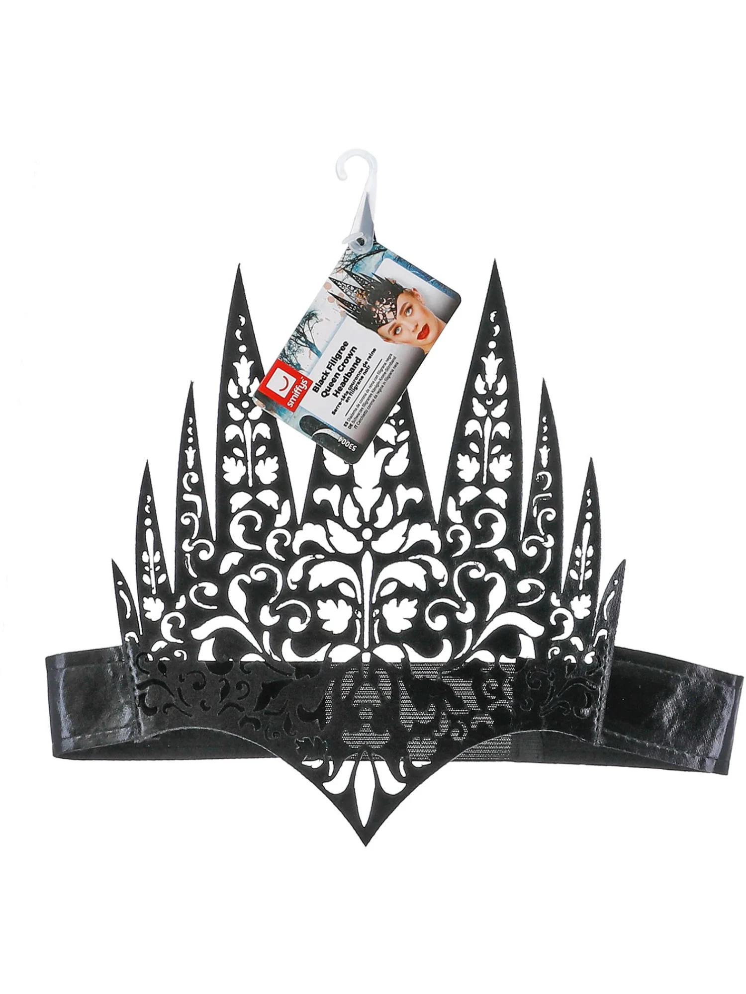 Black Filigree Queen Crown Headband Wholesale - Image 3