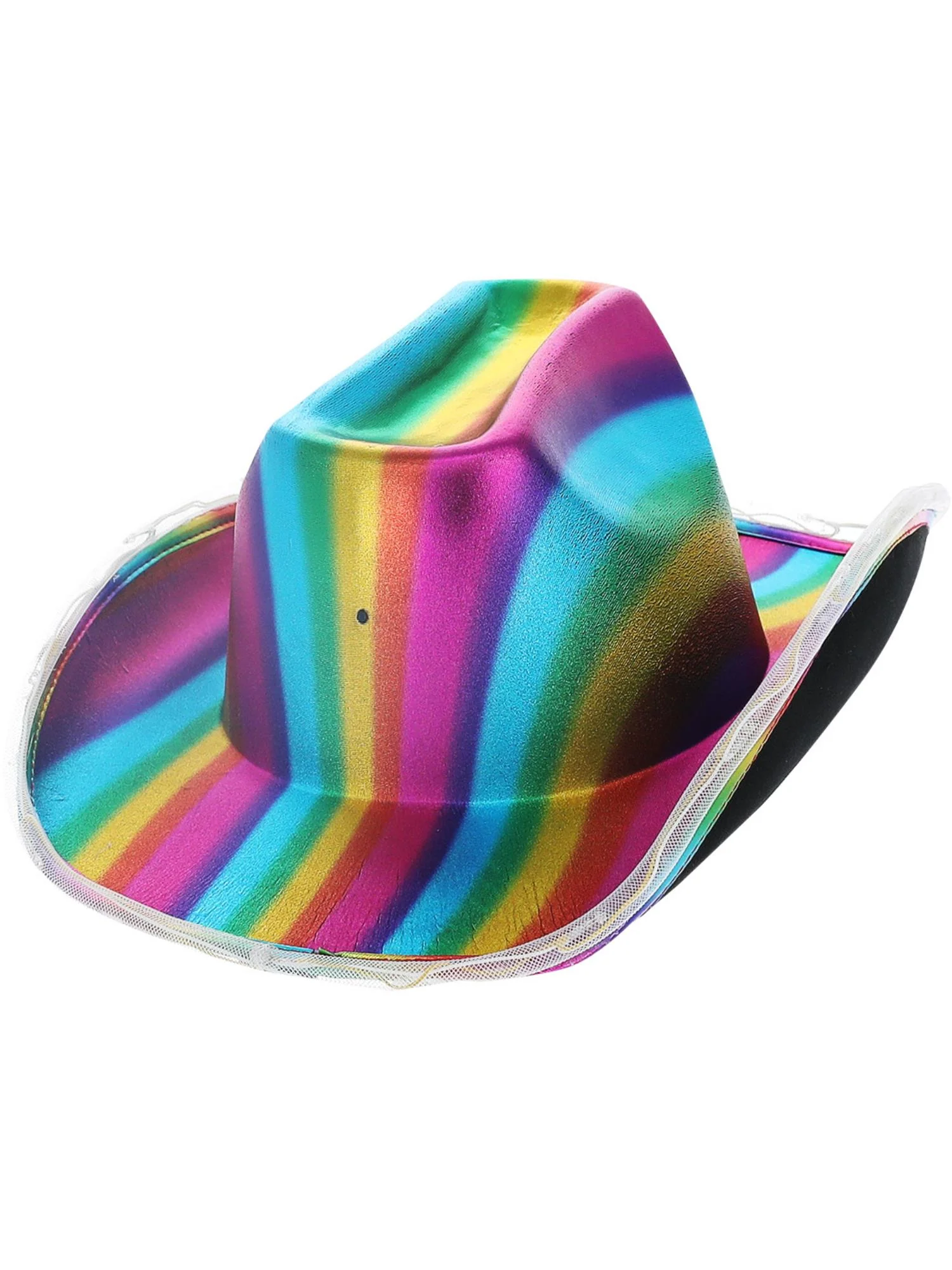 LED Light Up Metallic Cowboy Hat, Rainbow  Wholesale
