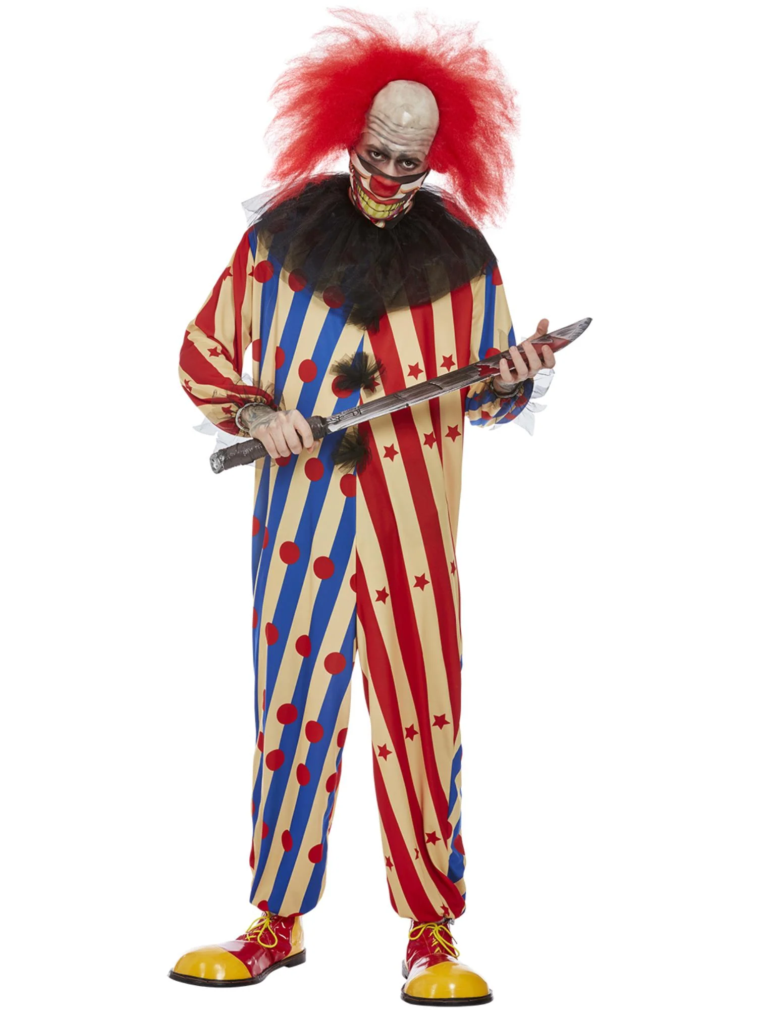 Creepy Clown Costume, Red & Blue Wholesale - Image 4