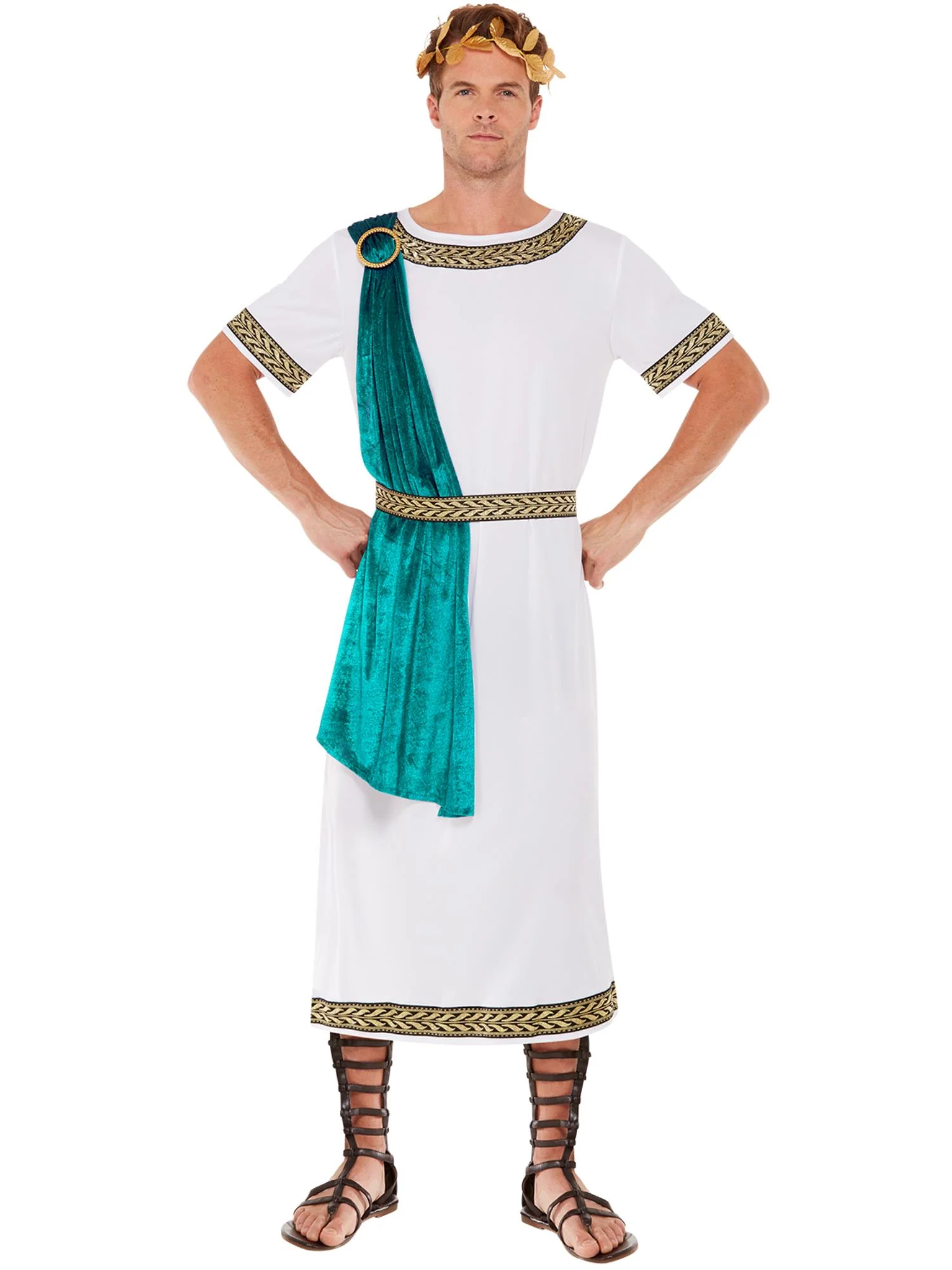 Deluxe Roman Empire Emperor Toga Costume, White  Wholesale - Image 2