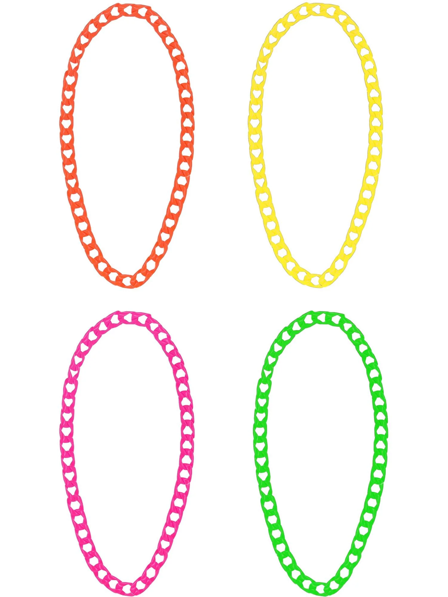 80s Neon Chain Necklaces, 4Pk  Wholesale - Image 2