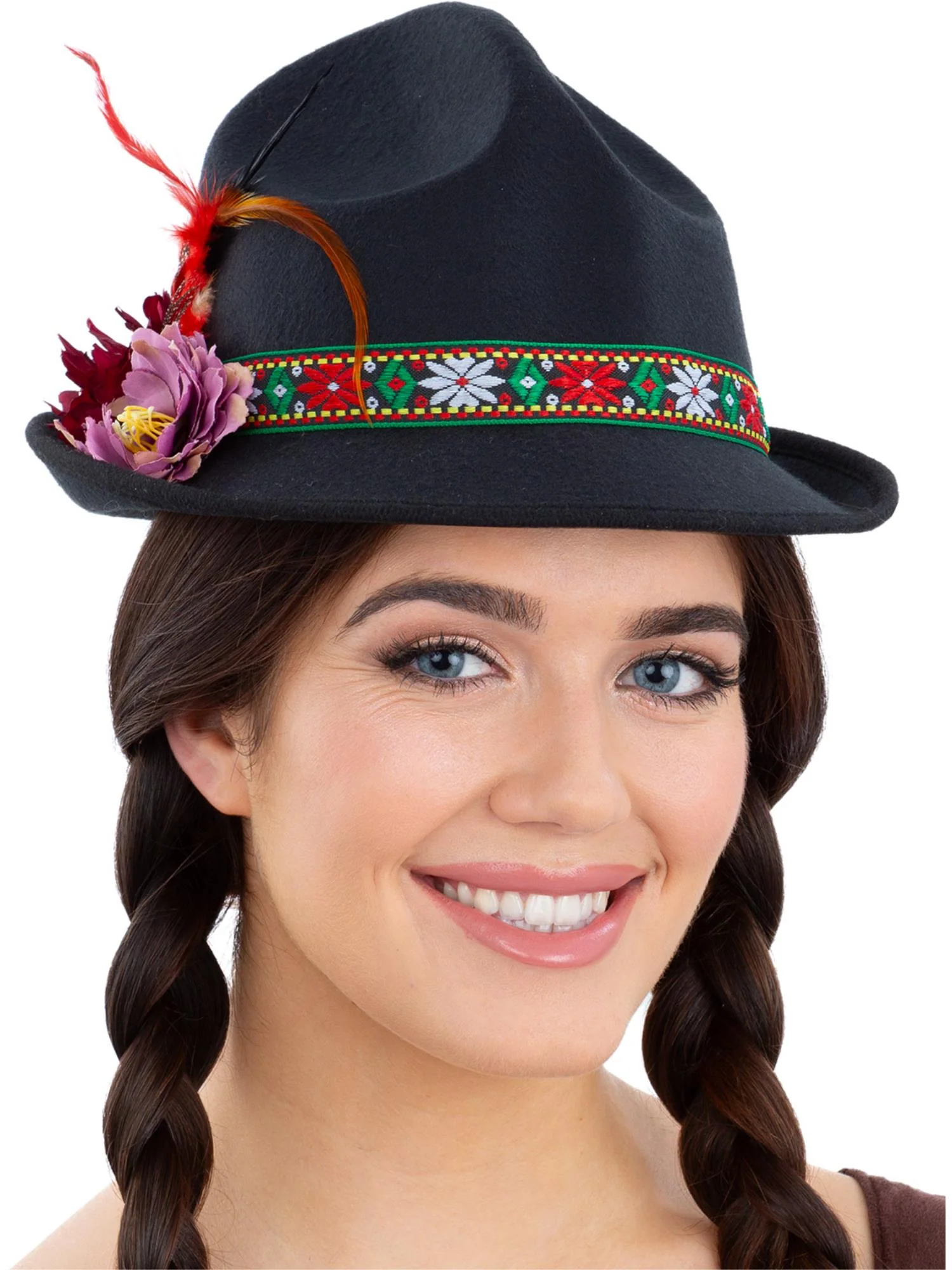 Dirndl Trenker Hat, with Feathers & Flowers  Wholesale