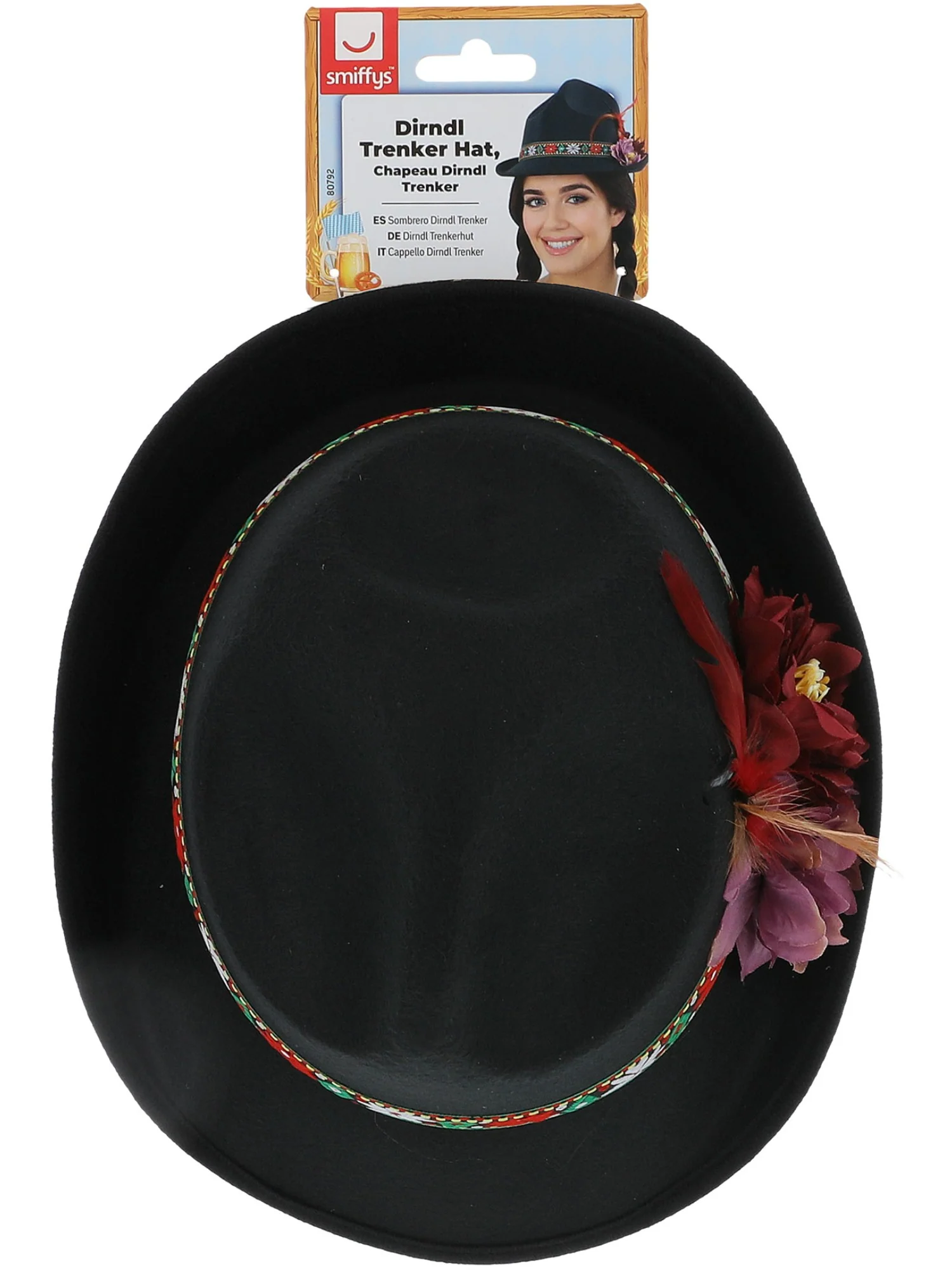 Dirndl Trenker Hat, with Feathers & Flowers  Wholesale - Image 3