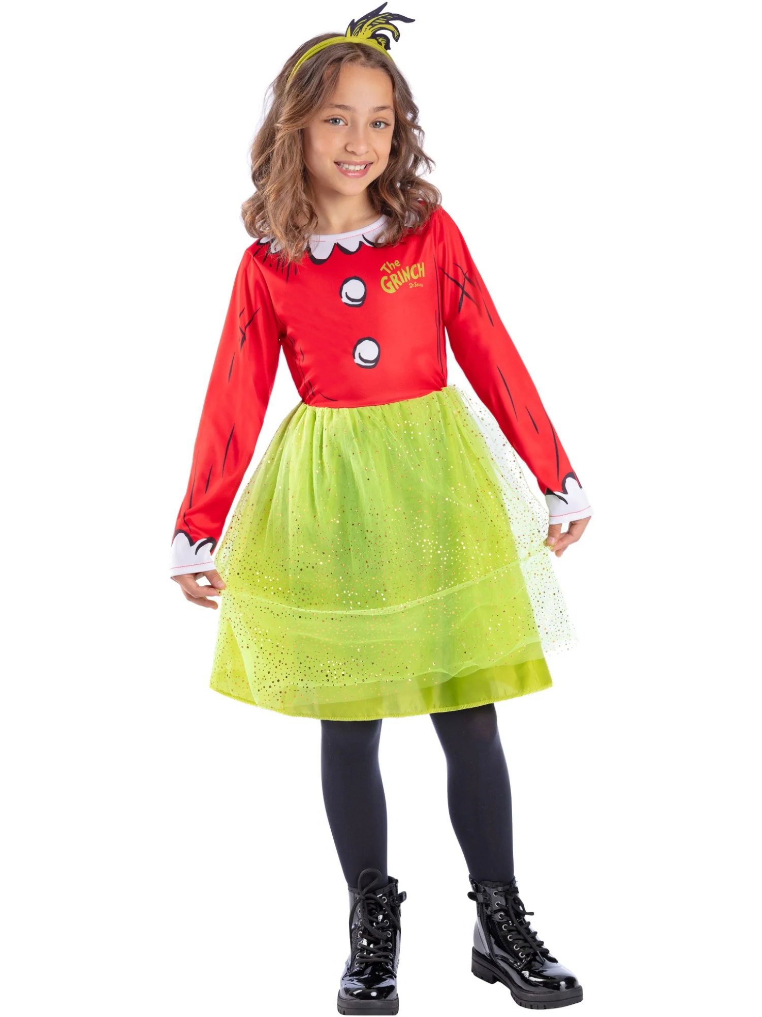 Dr Seuss The Grinch Santa Girls Costume Wholesale - Image 4