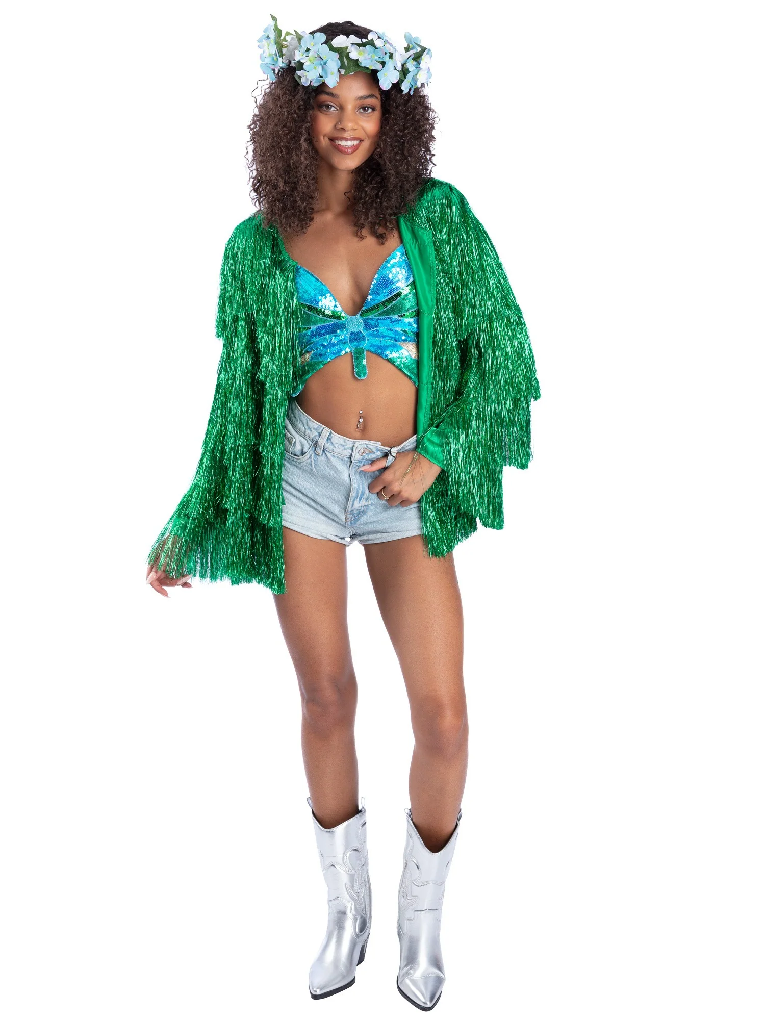 Fever Tinsel Festival Jacket, Green Wholesale - Image 3
