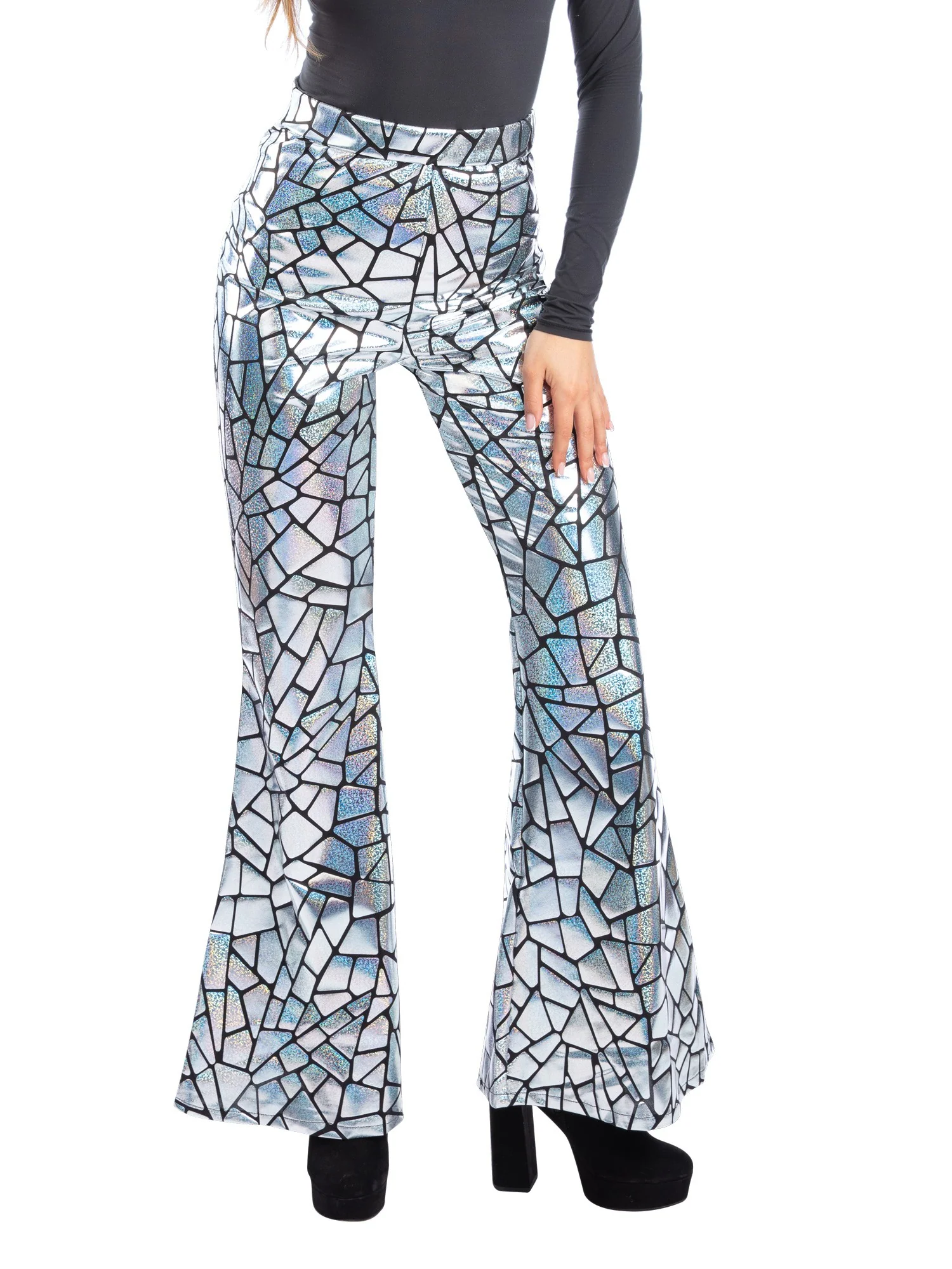 Disco Darling Mirror Flared Trousers Wholesale