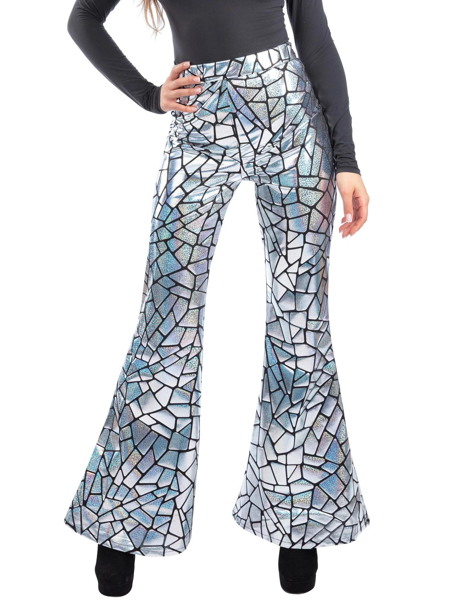 Disco Darling Mirror Flared Trousers Wholesale - Image 2