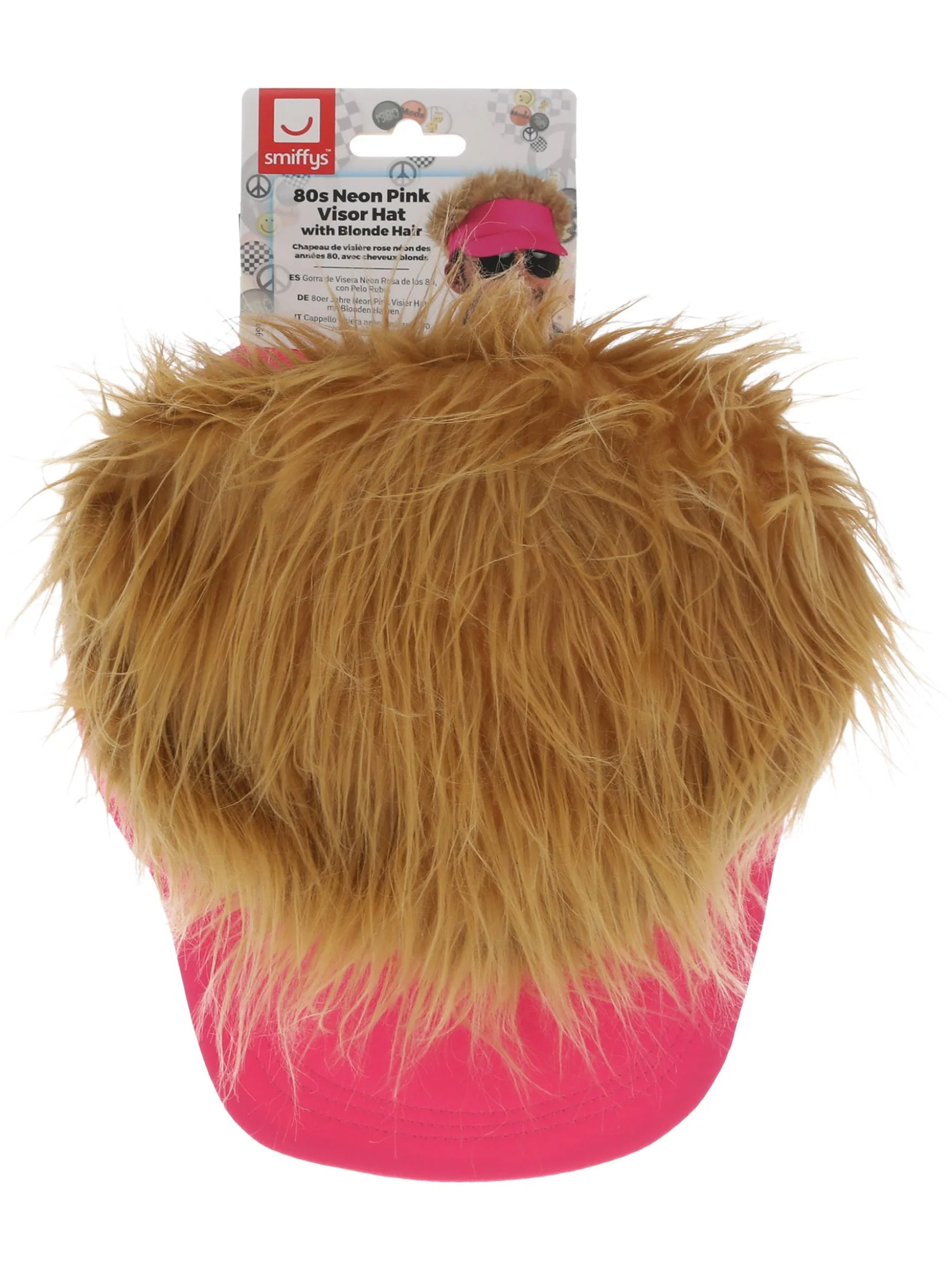 80s Neon Pink Visor Hat  Wholesale - Image 3