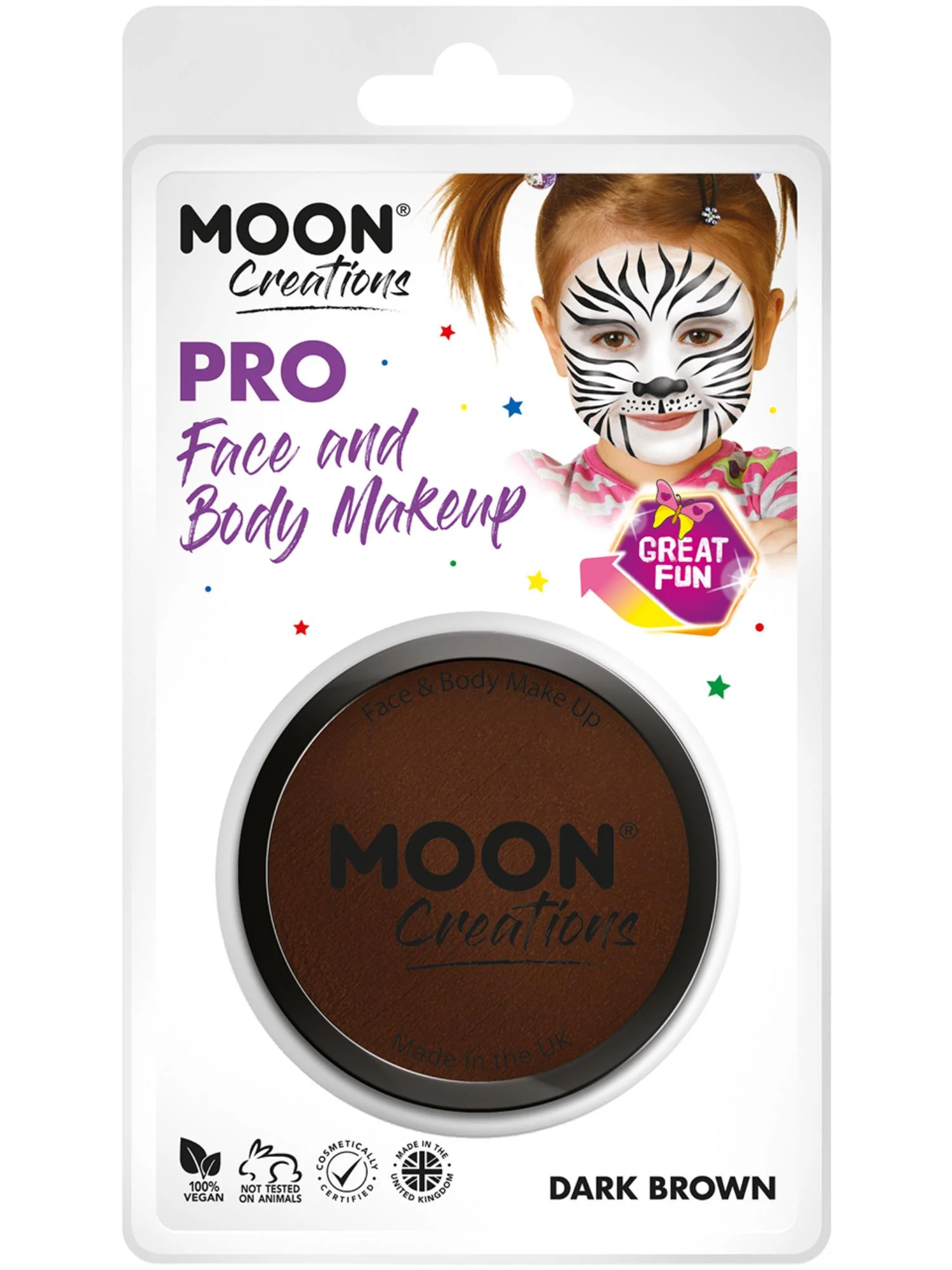 Moon Creations Pro Face Paint Cake Pot, Dark Brown  Wholesale