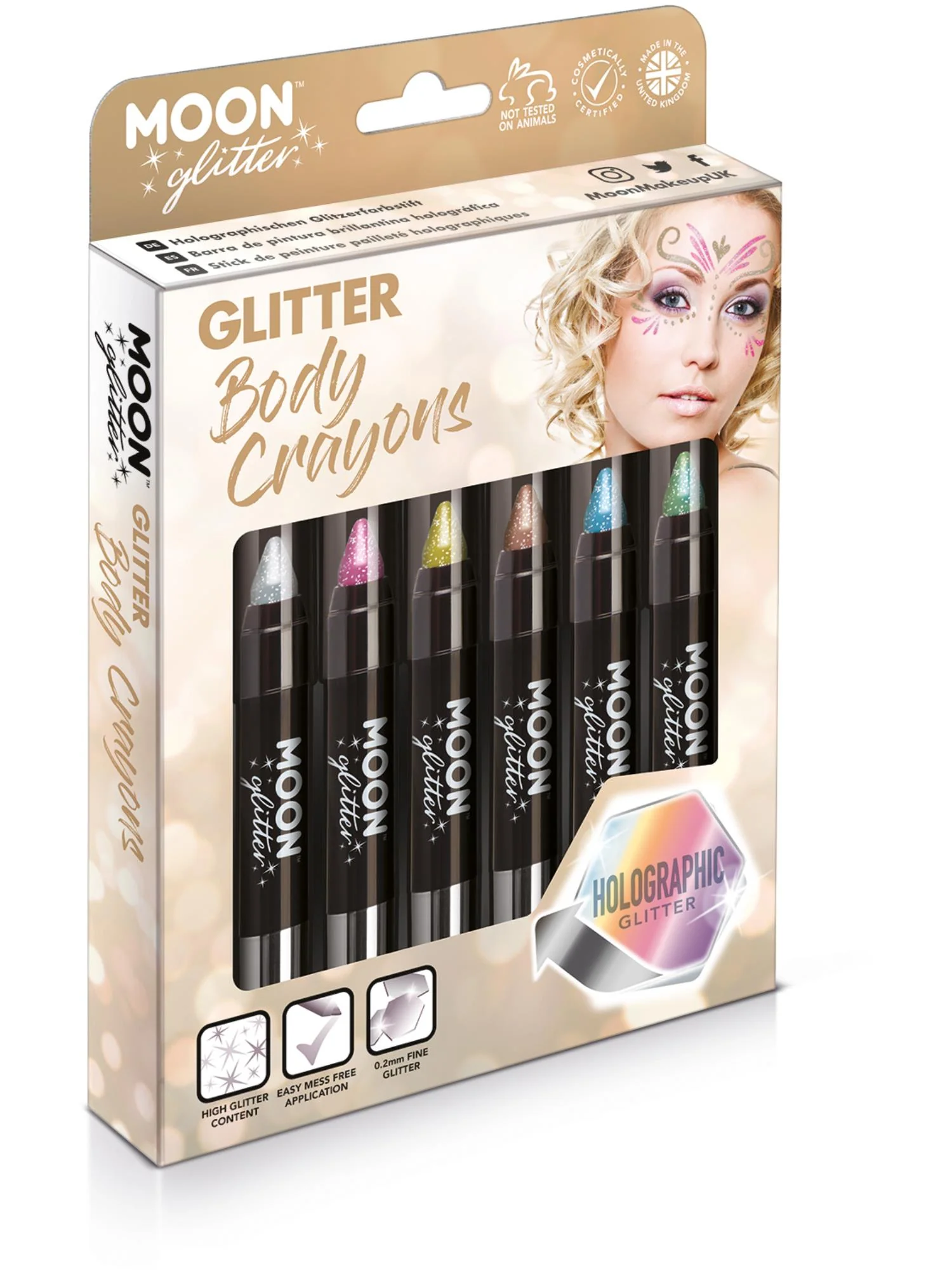 Moon Glitter Holographic Body Crayons, Assorted  Wholesale